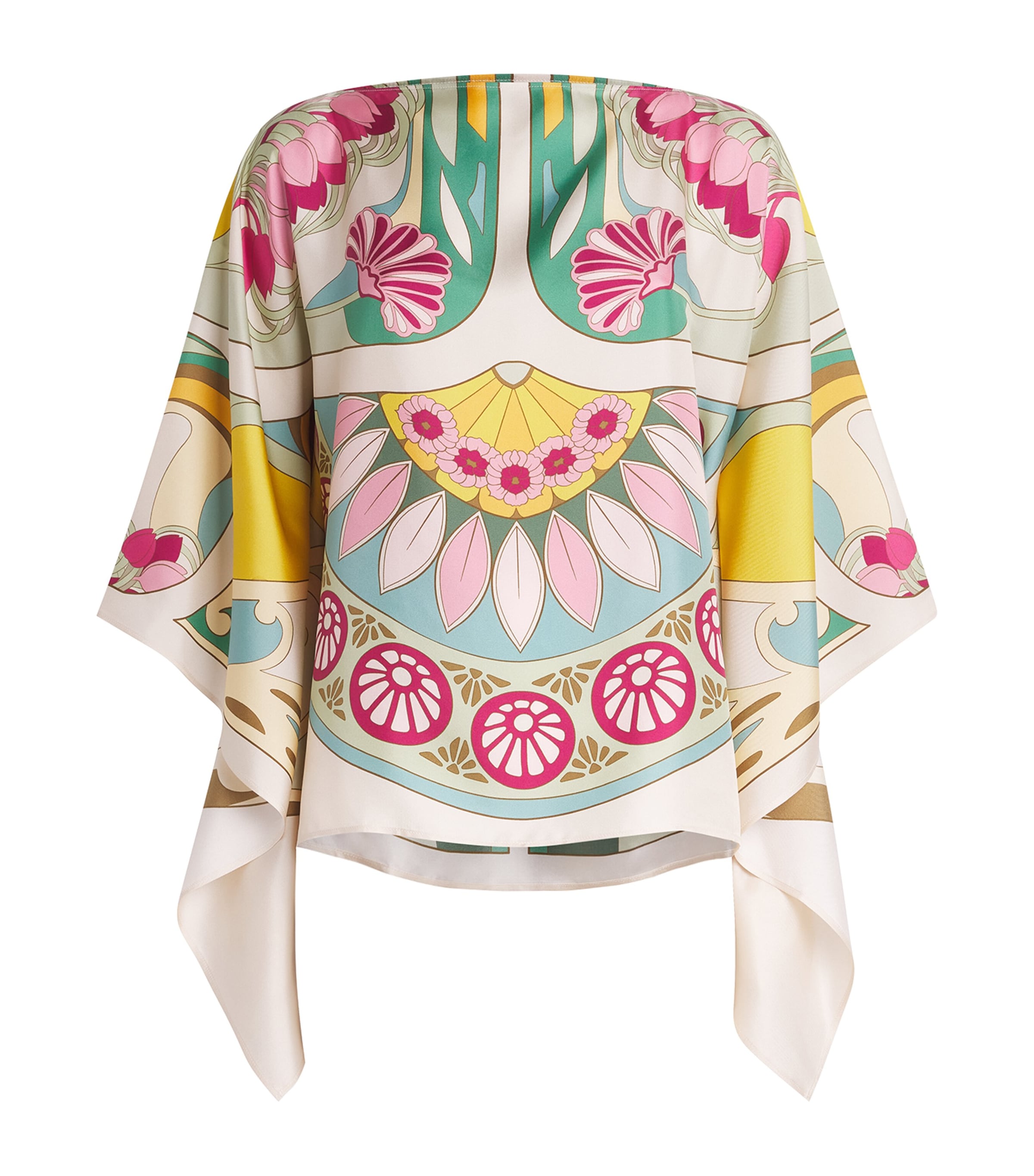 Silk Boat-Neck Foulard Blouse