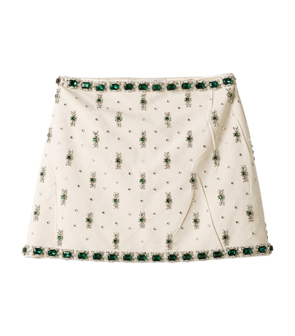 Miu Miu Womens Cotton Embellished Mini Skirt