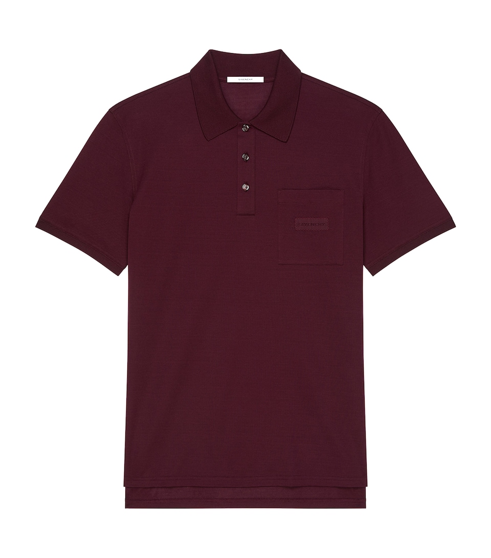 Givenchy Mens Cotton Logo Polo Shirt Burgundy
