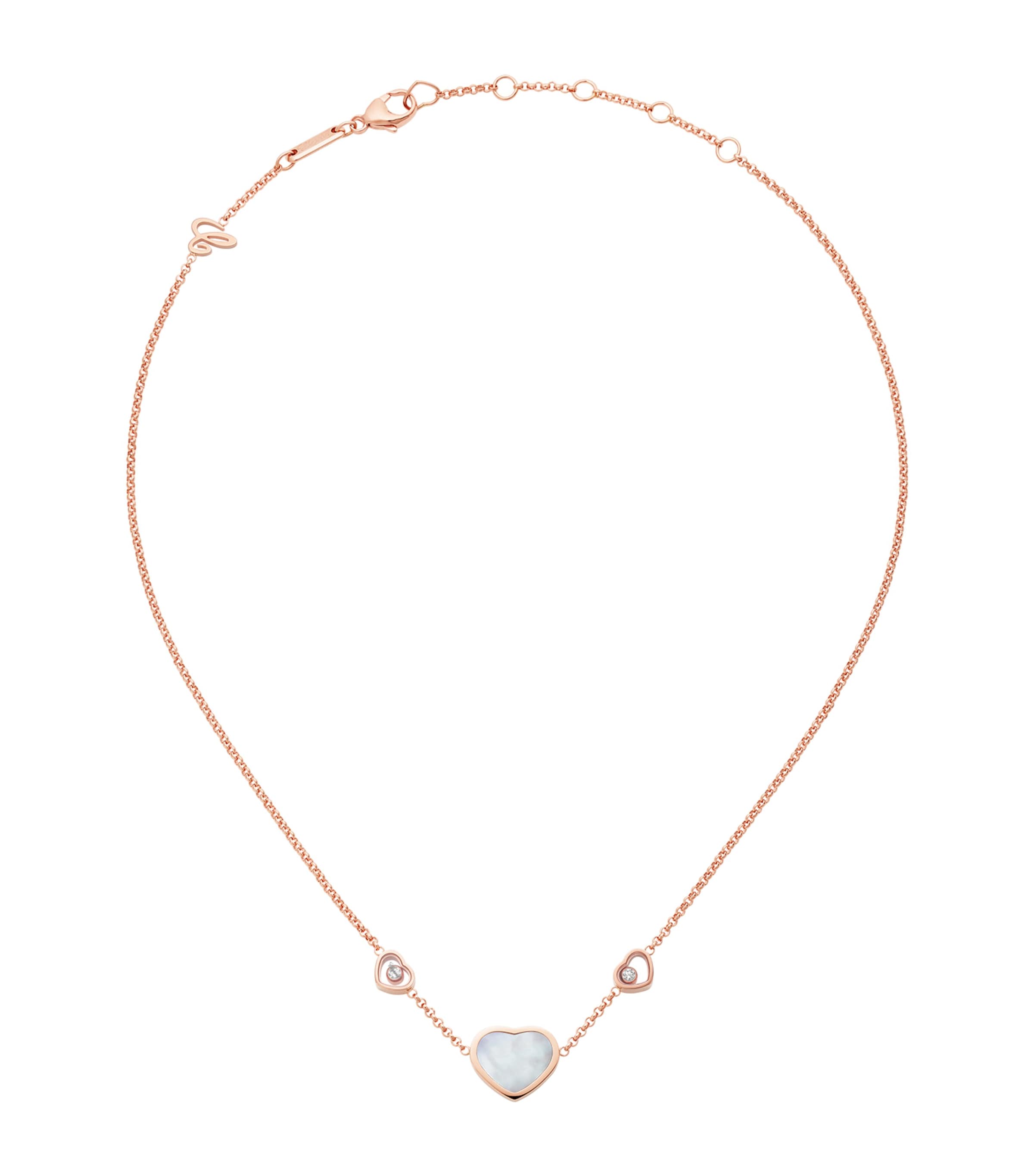 Rose Gold, Diamond and Mother-of-Pearl Happy Hearts Necklace