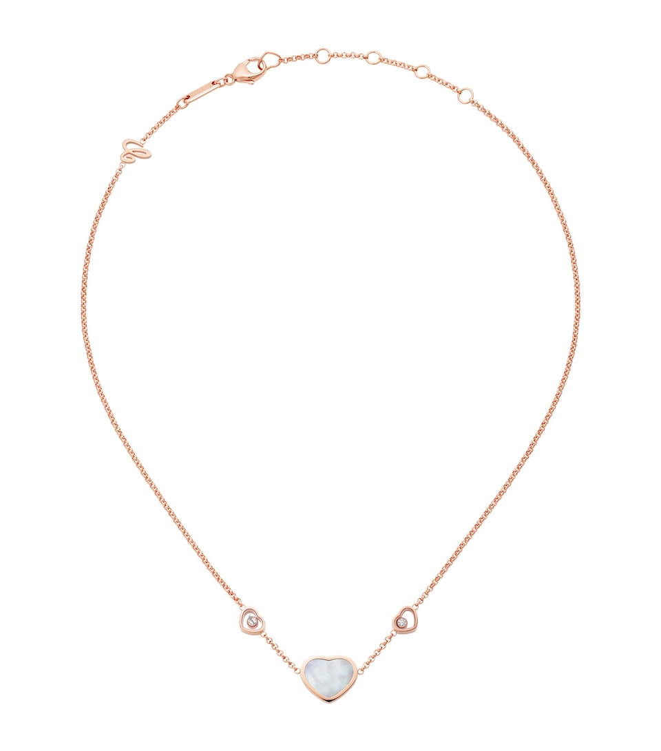 Rose Gold, Diamond and Mother-of-Pearl Happy Hearts Necklace