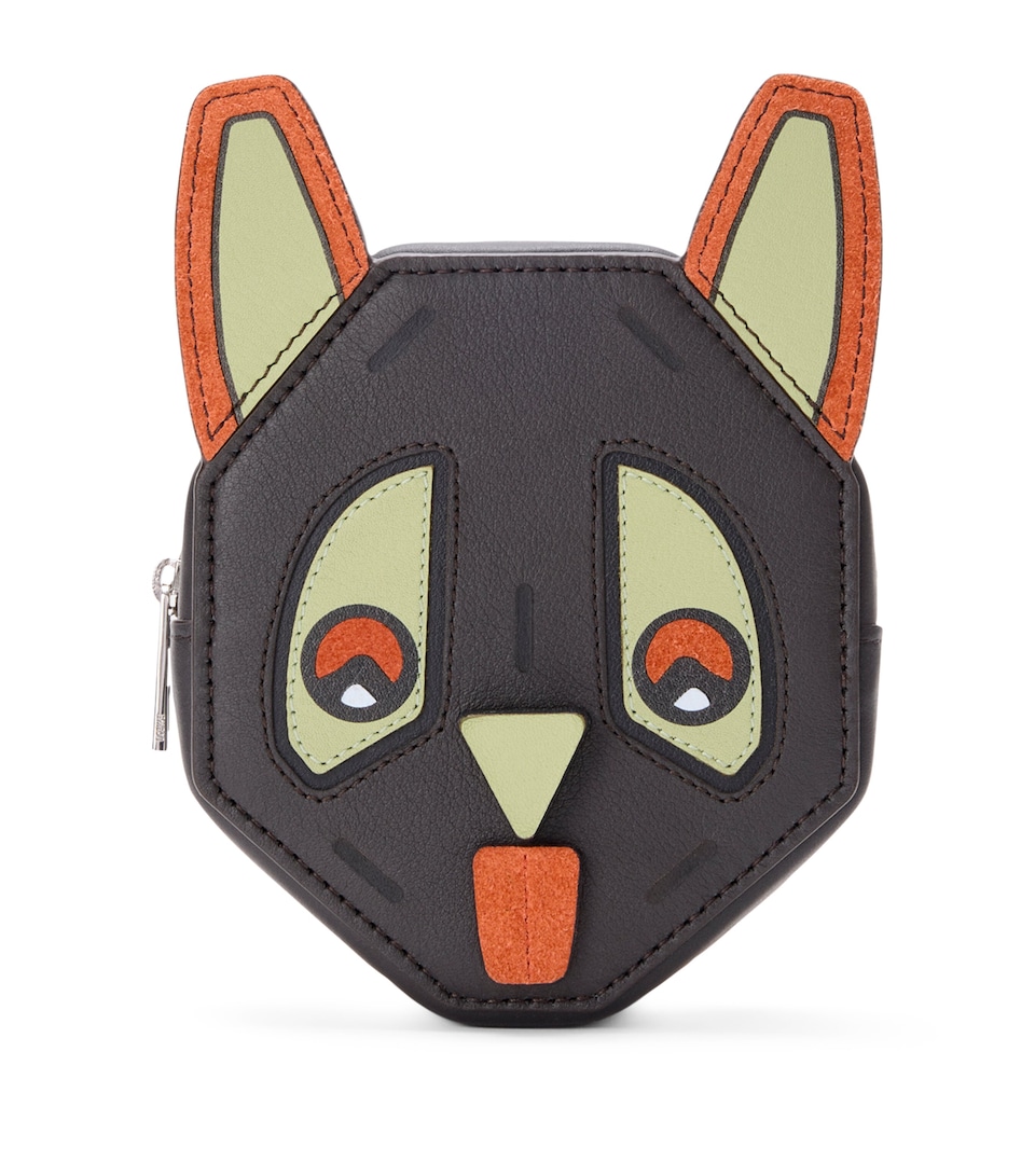 Leather Futurist Cat Coin Purse