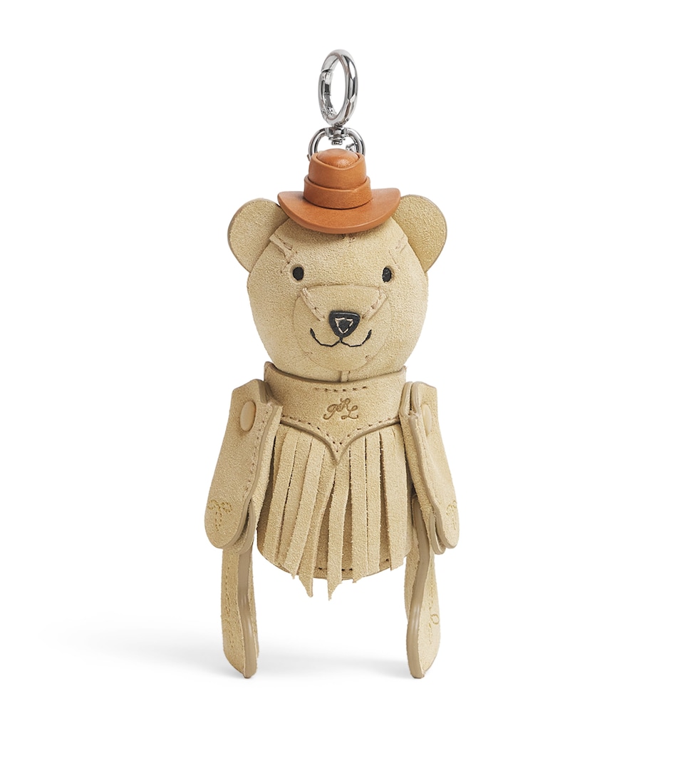 Polo Ralph Lauren Suede Western Polo Bear Bag Charm Cashew
