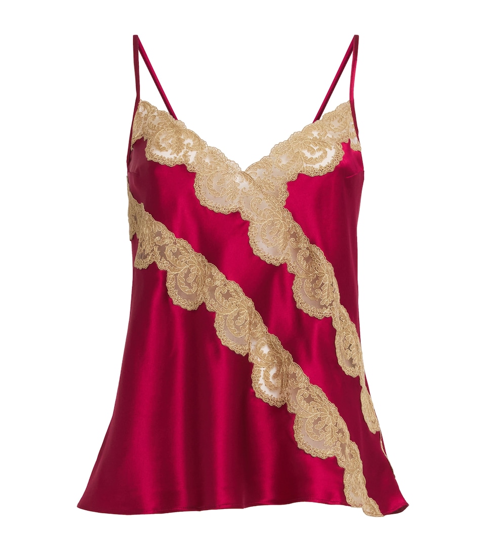 Loretta Caponi Womens Silk Lace Brunilde Cami Top Regio Scarletta