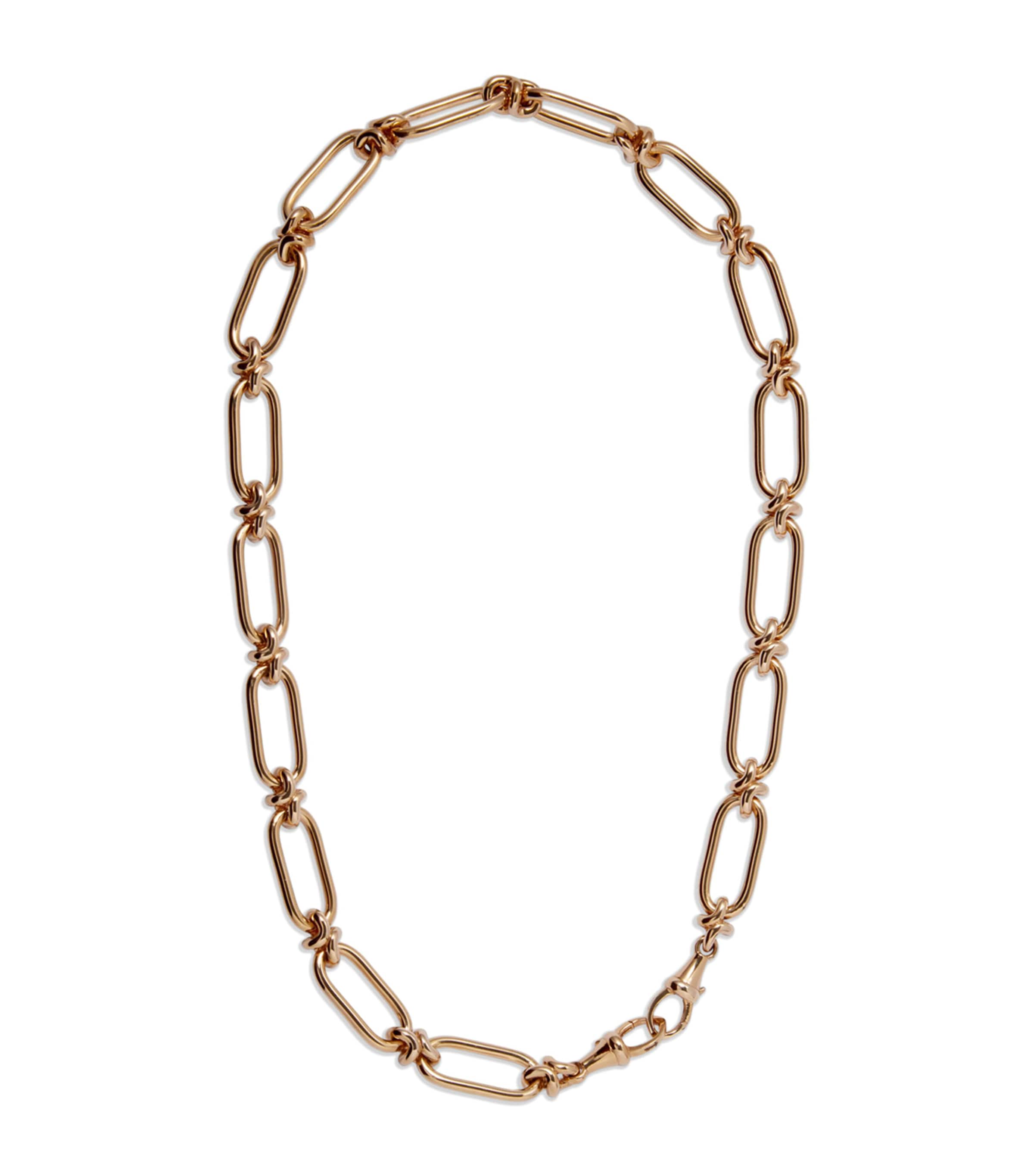 Yellow Gold Knuckle Heavy Link Chain Necklace