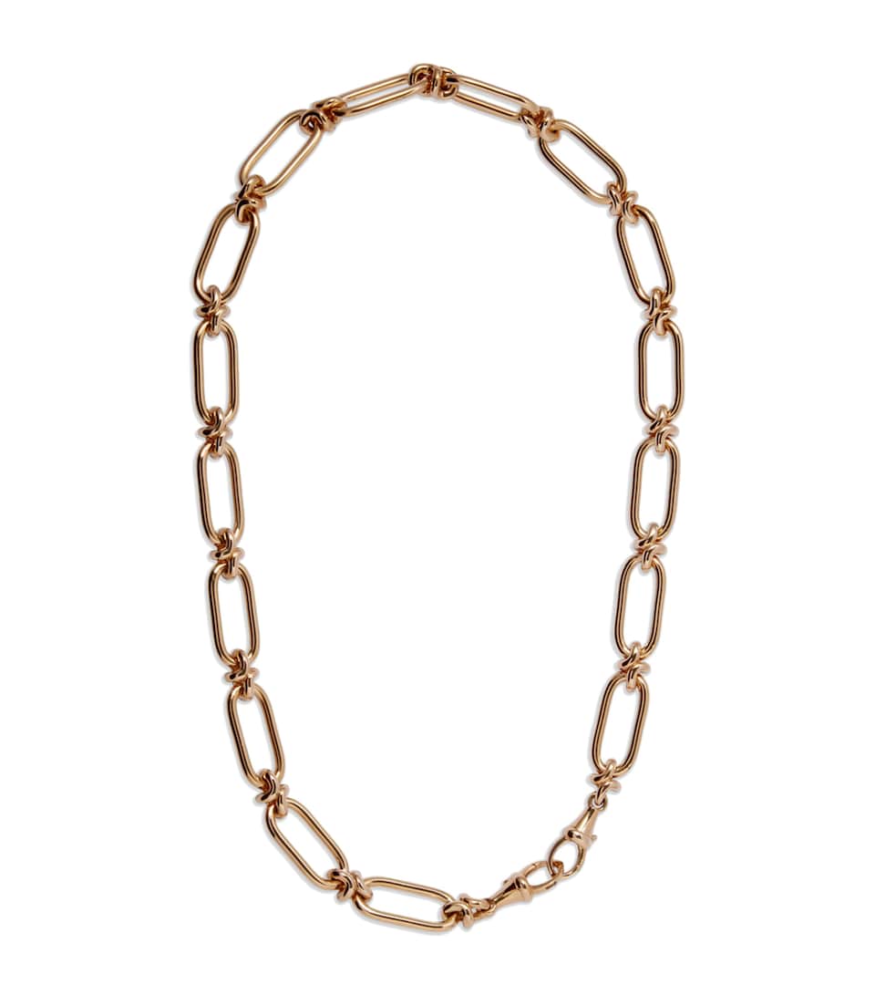 Yellow Gold Knuckle Heavy Link Chain Necklace