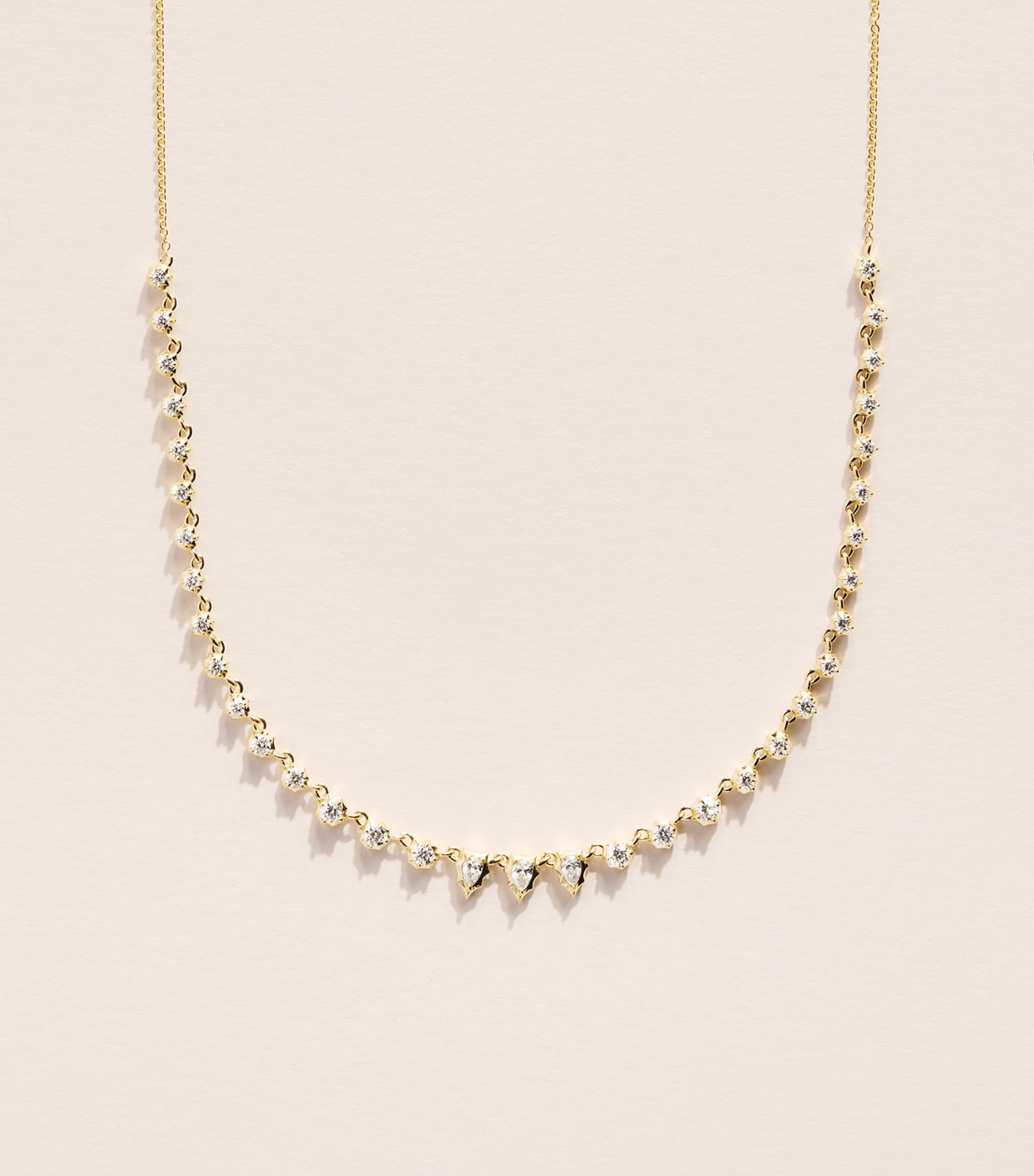 Jade Trau Yellow Gold and Diamond Small Envoy Riviera Necklace Yellow Gold