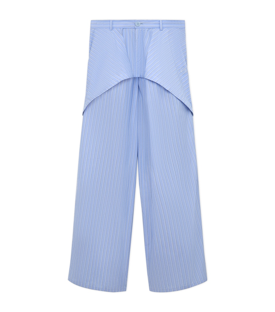 LOEWE Womens x Paula's Ibiza Cotton Panelled Stripe Trousers Blue/multicolor
