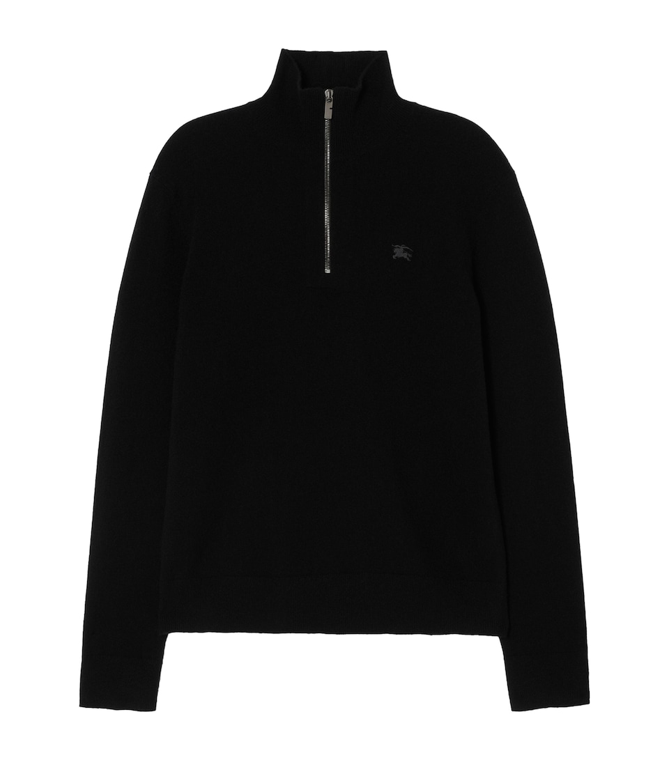 Burberry Mens Cashmere-Blend Quarter-Zip Sweater Black