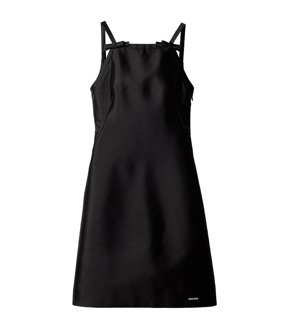 Miu Miu Womens Silk-Wool Bow Mini Dress