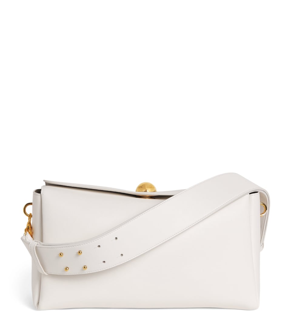 AMI Paris Medium Leather Carousel Shoulder Bag Blanc Creme
