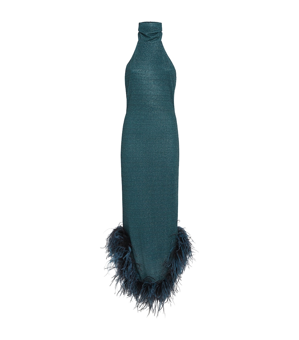 Halterneck Lumière Plumage Maxi Dress