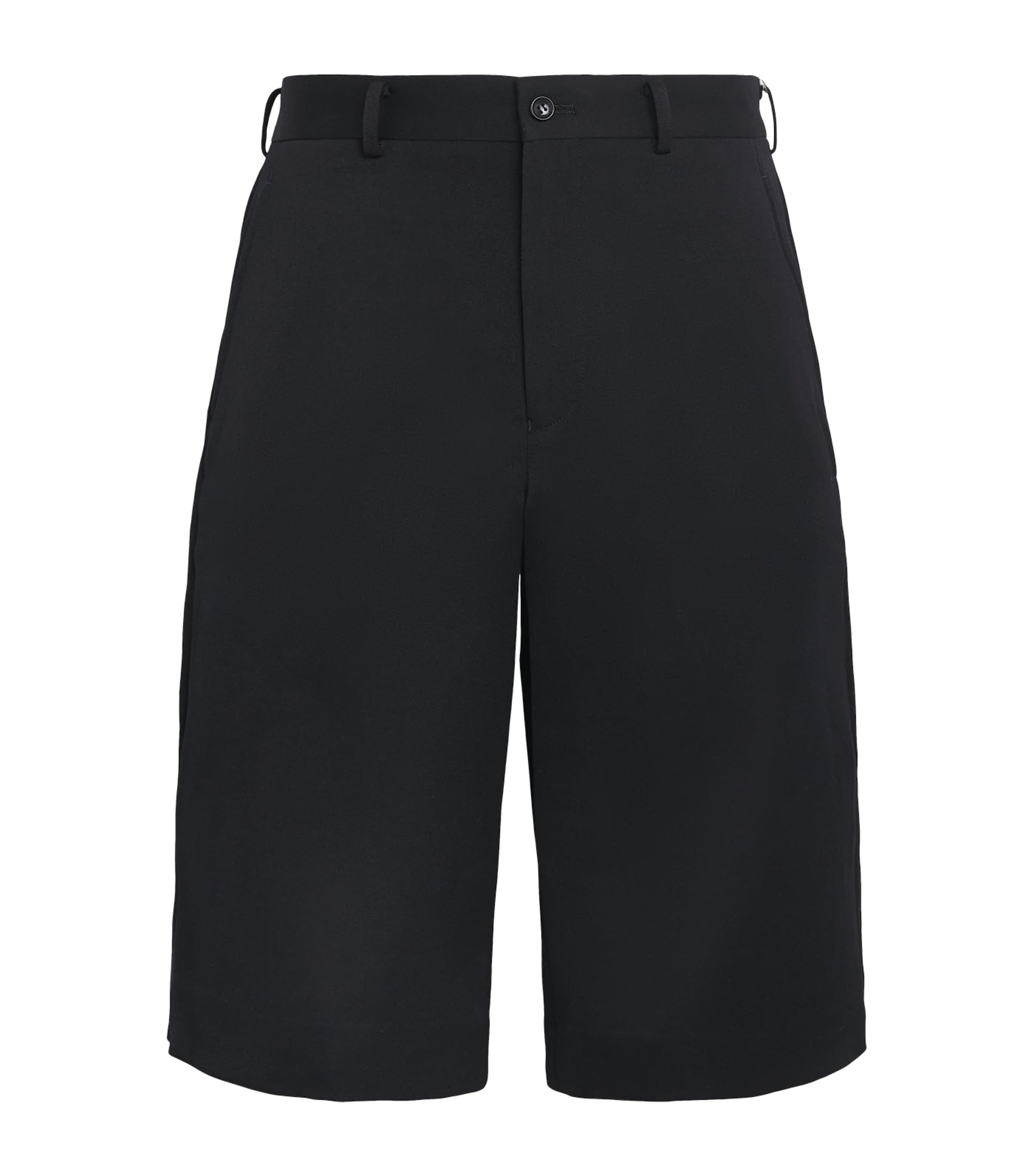 Comme Des Garçons Homme Plus Mens Wool Zip-Up Chino Shorts Black