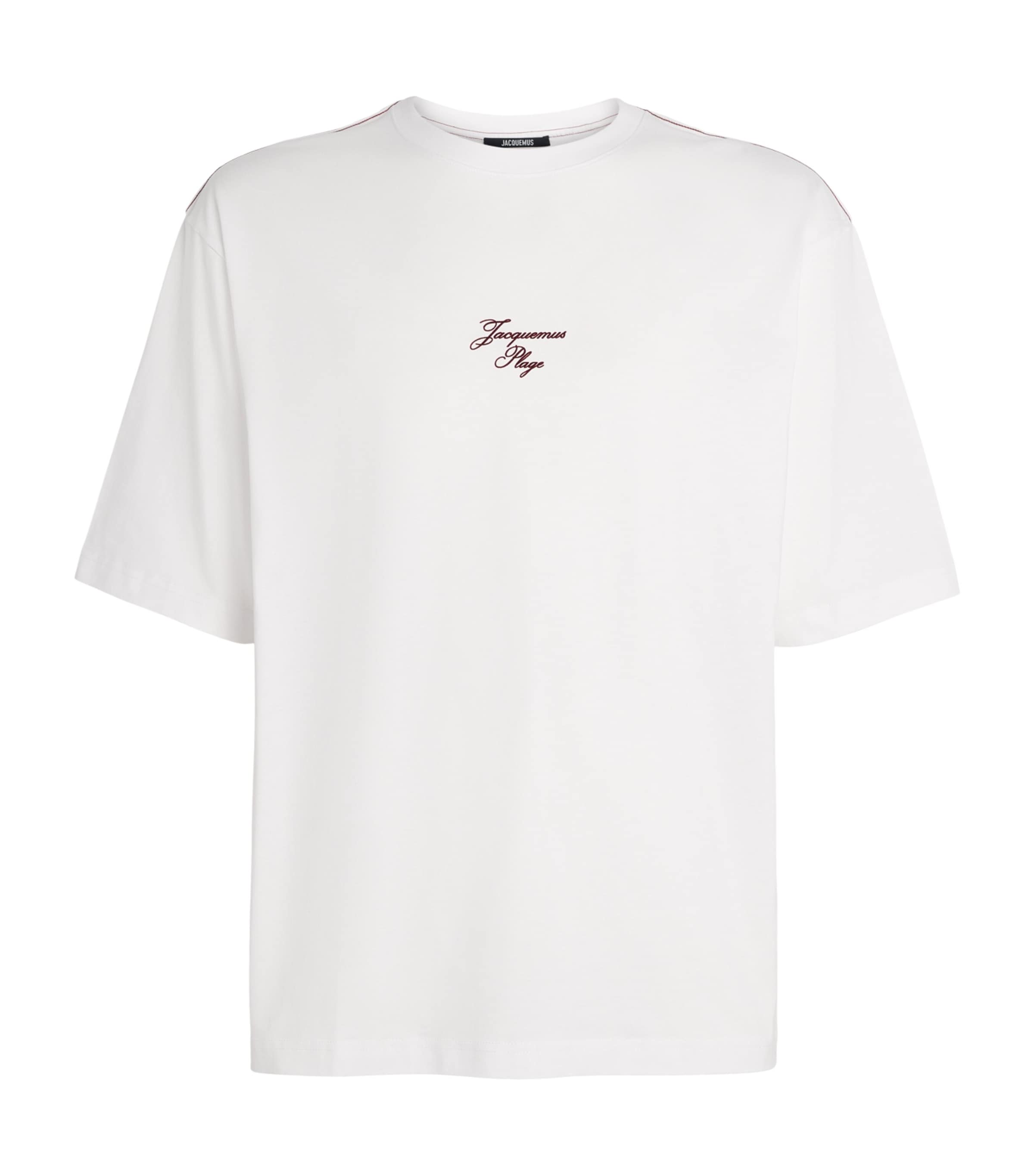 Jacquemus Mens Cotton Embroidered Beach T-Shirt Emb Rd Sal Wht