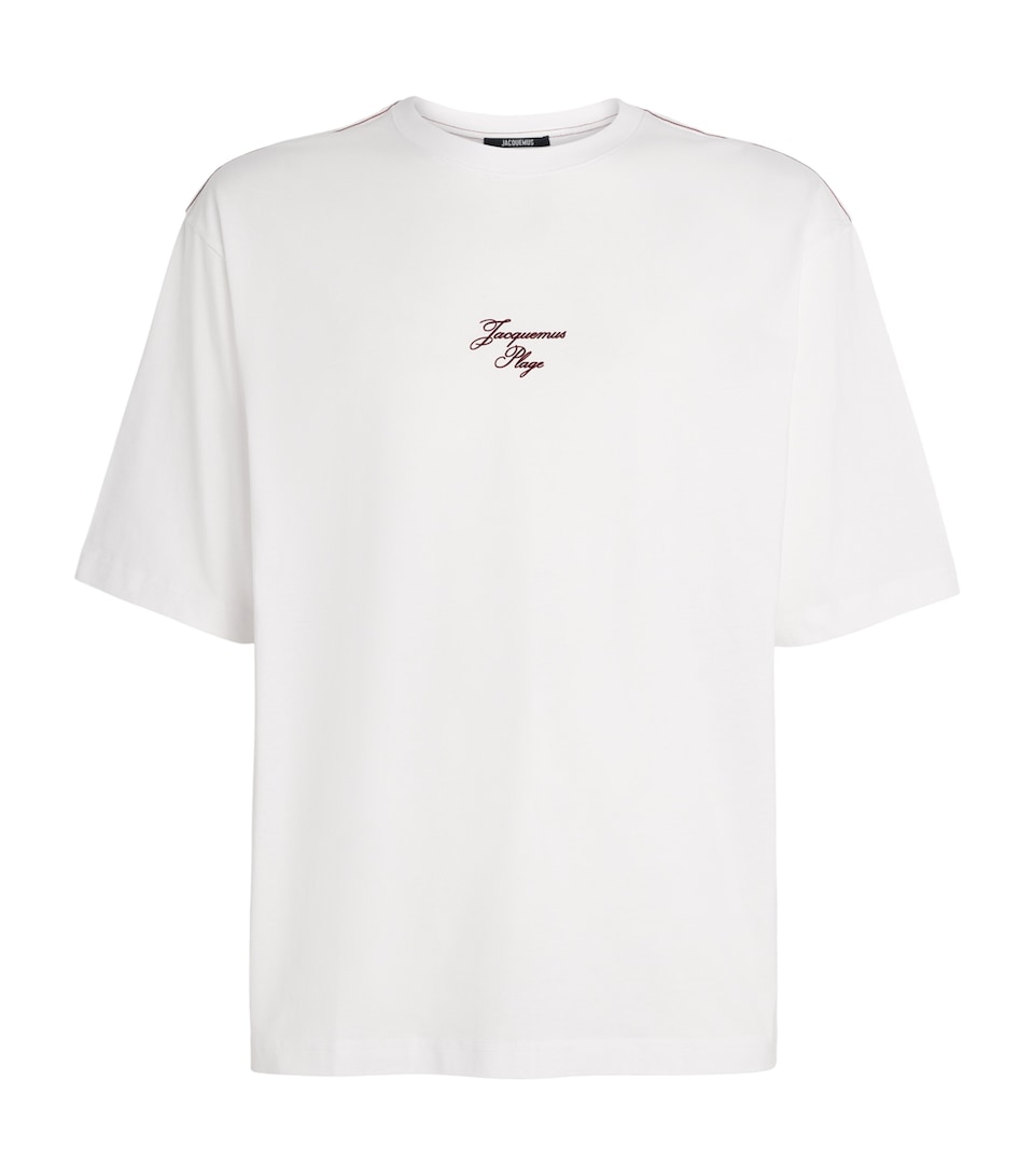 Jacquemus Mens Cotton Embroidered Beach T-Shirt Emb Rd Sal Wht
