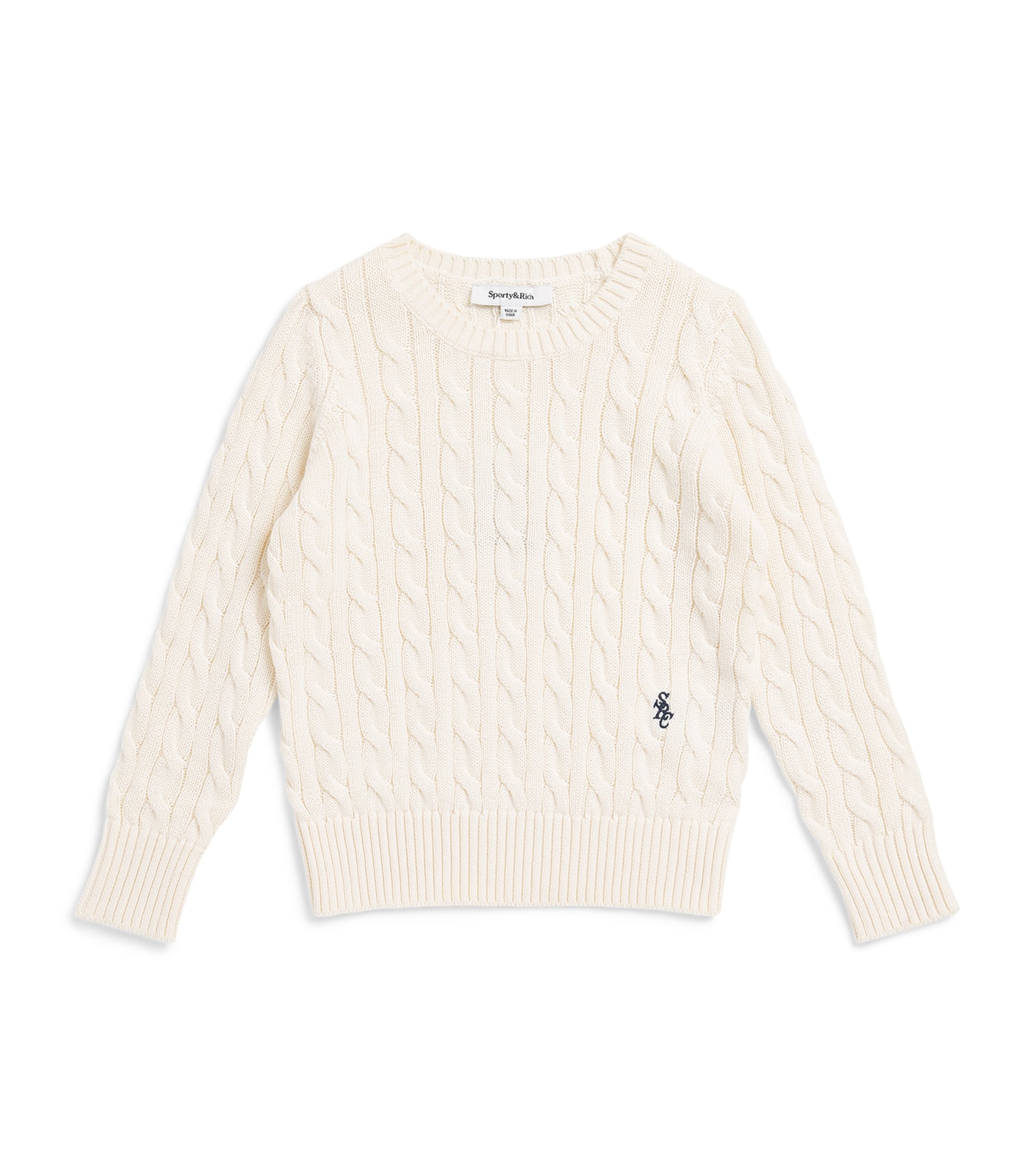 SPORTY & RICH KIDS Cable-Knit Sweater (2-14 Years) Ecru/dark Navy