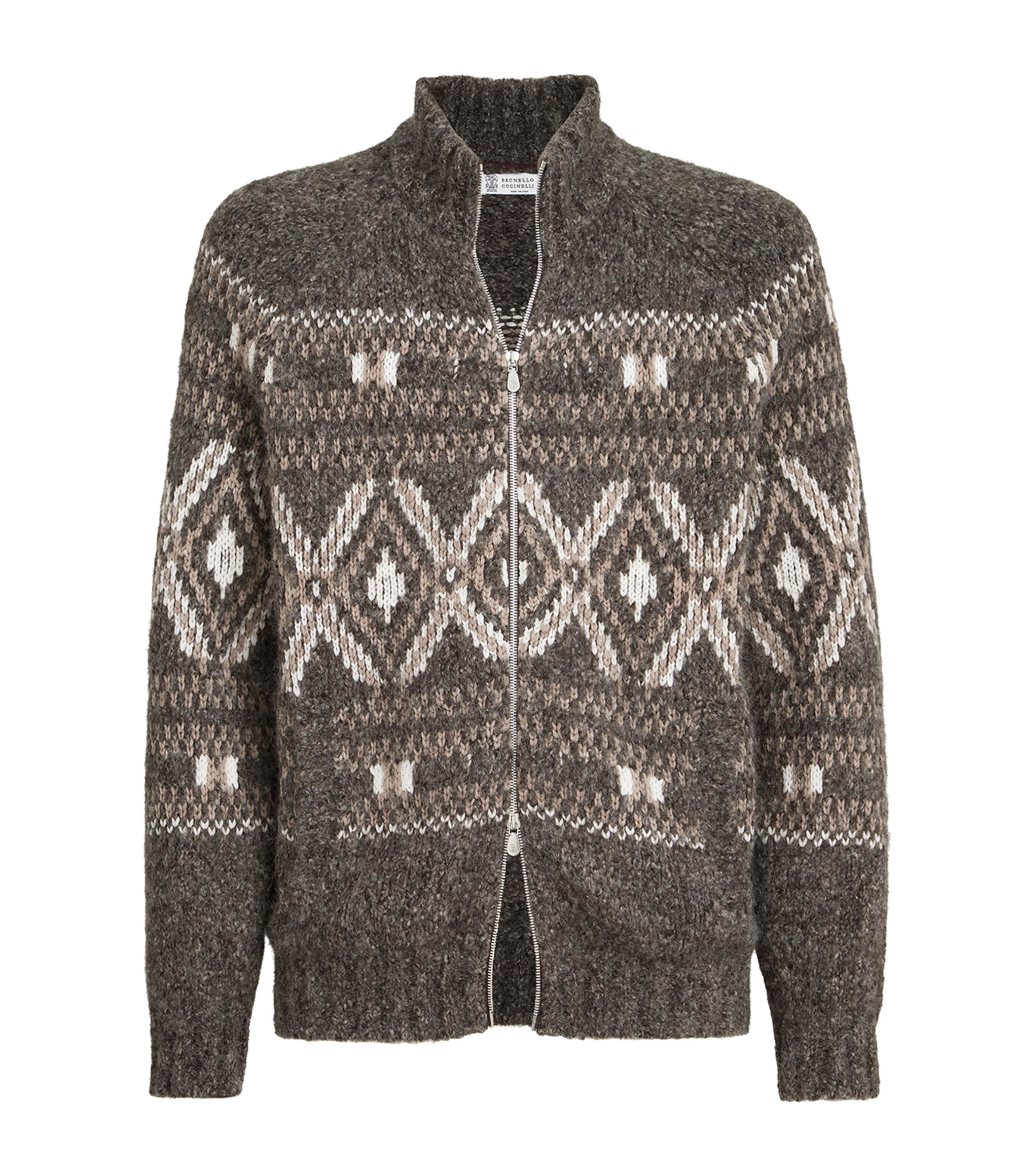 Alpaca-Wool-Cashmere Zipped Cardigan