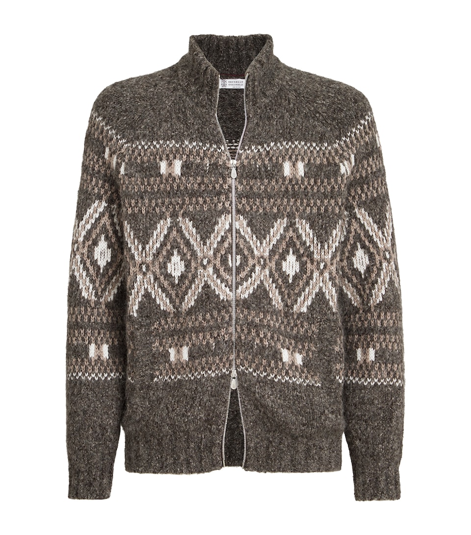 Alpaca-Wool-Cashmere Zipped Cardigan