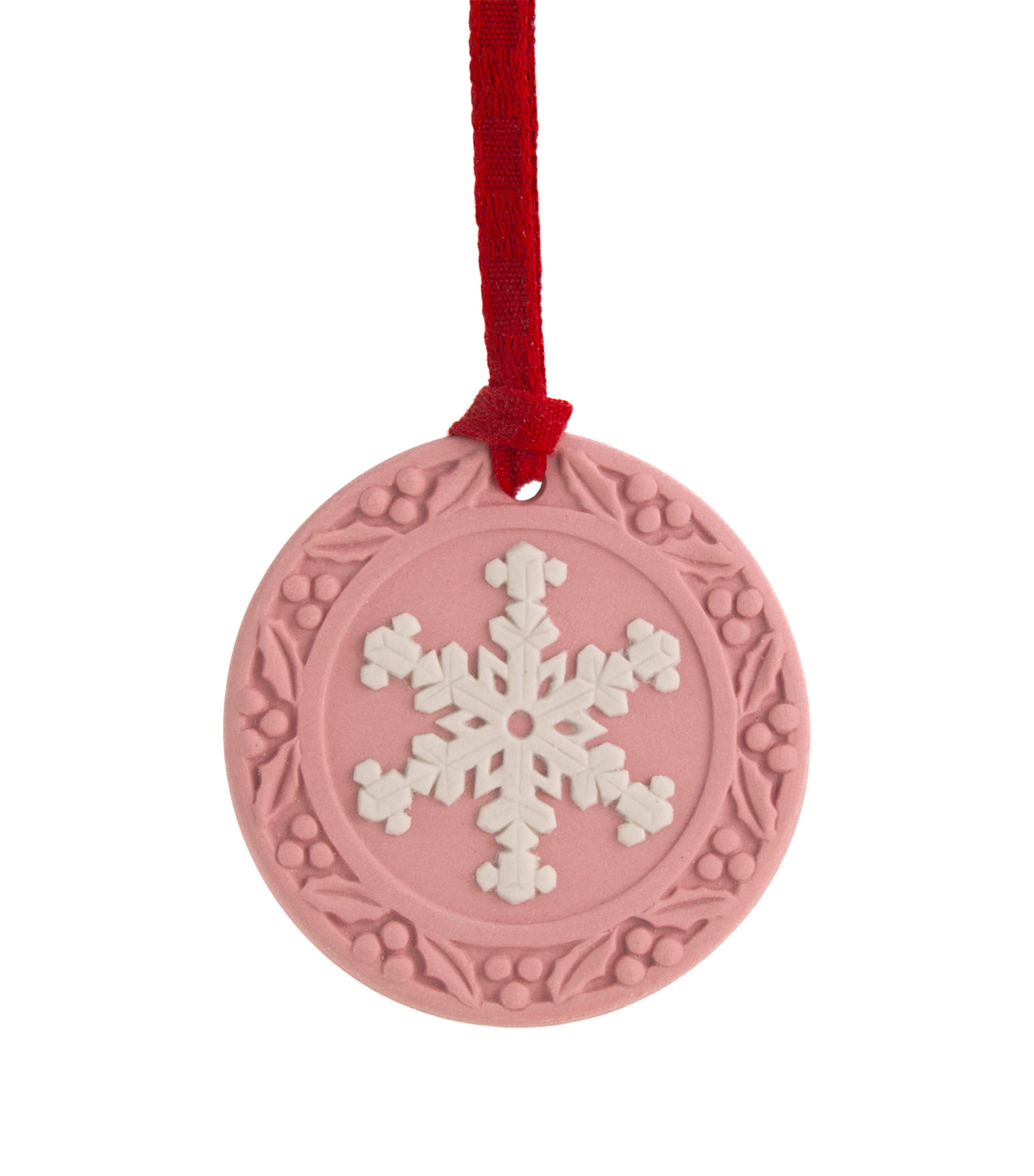 Wedgwood Jasperware Festive Snowflake Tree Decoration Pink / White