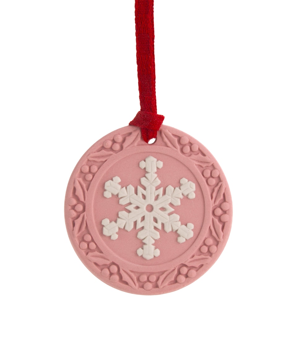Wedgwood Jasperware Festive Snowflake Tree Decoration Pink / White