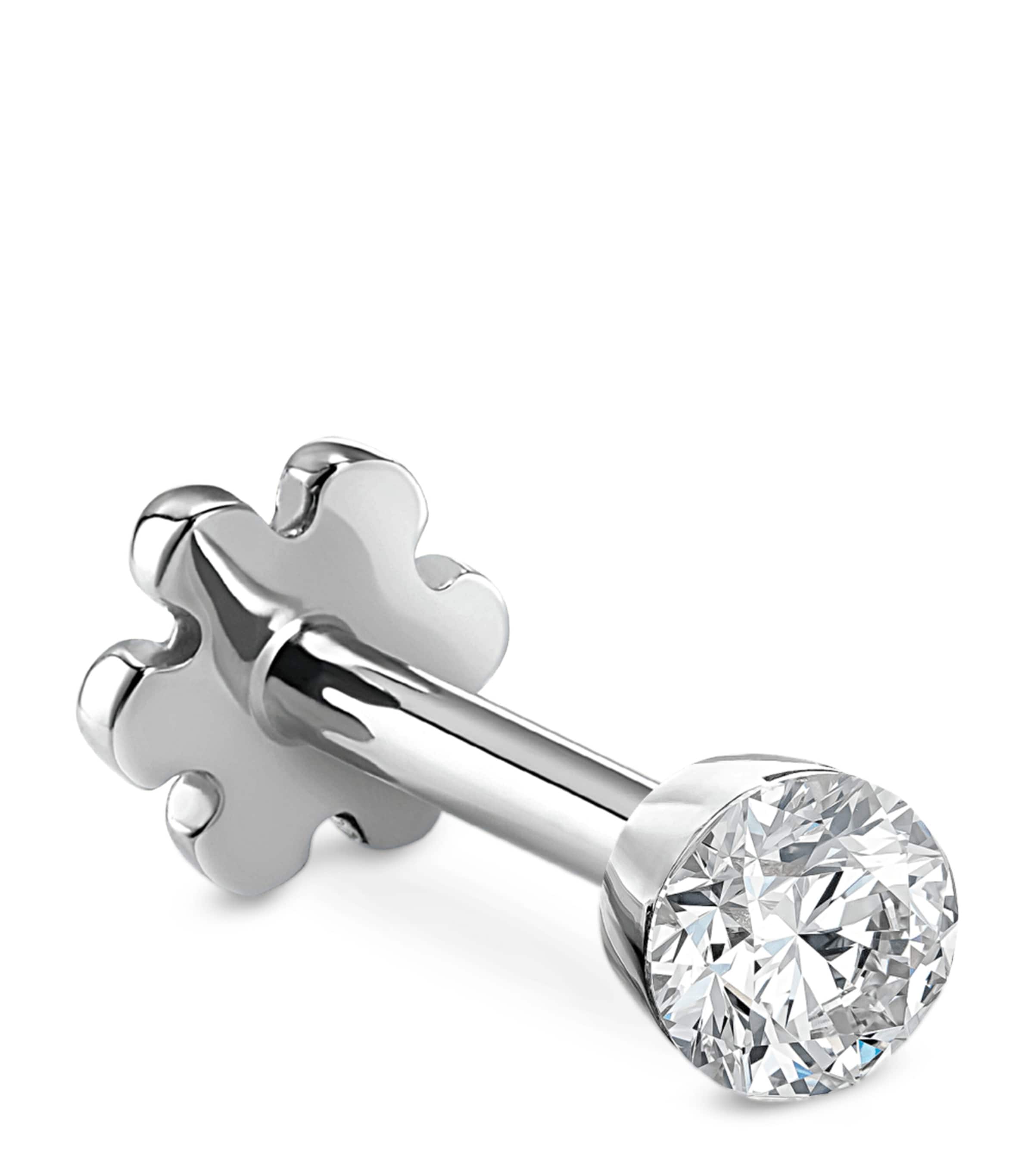 White Gold  Invisible Set Diamond Threaded Stud Earring (2mm)