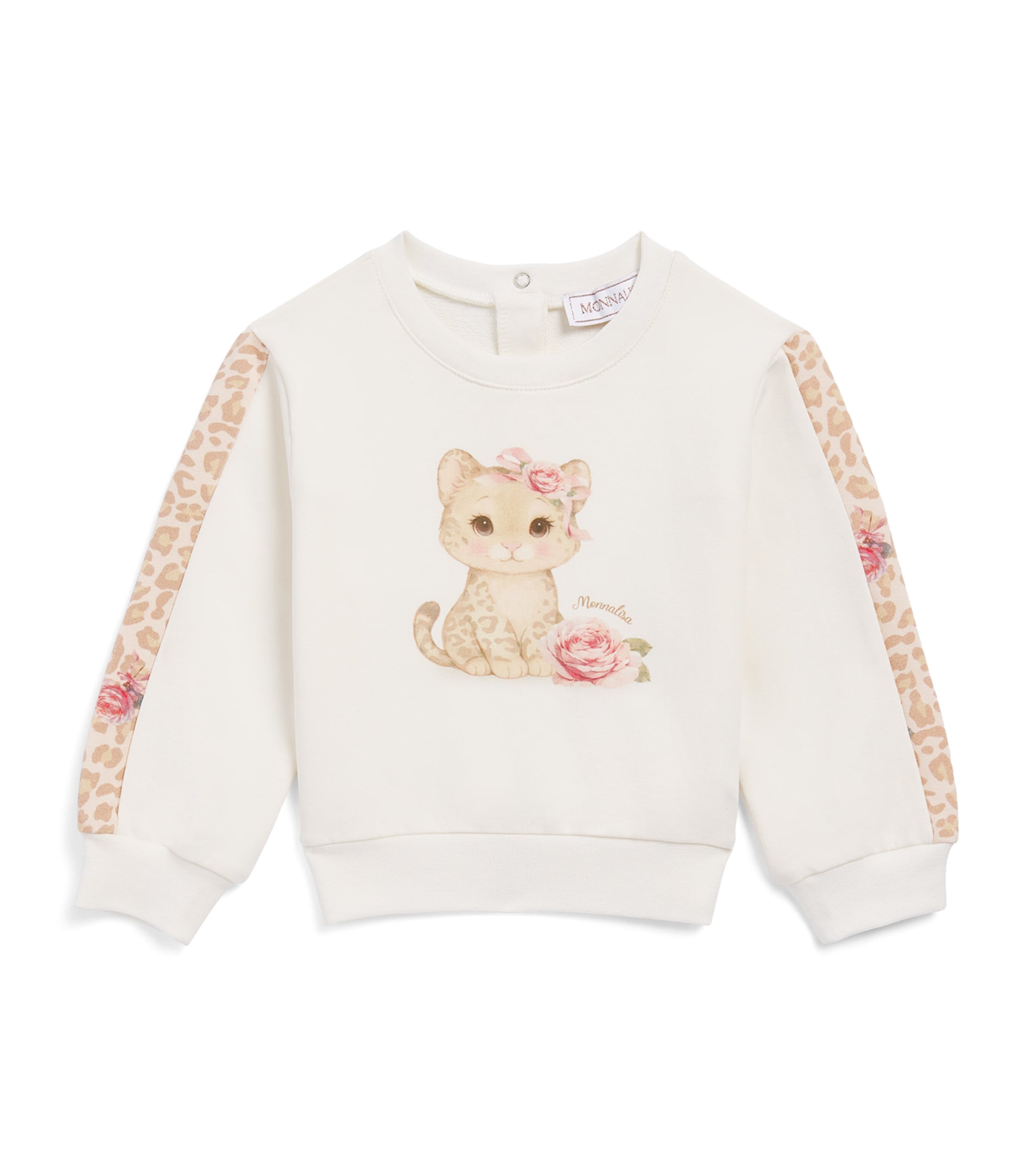 Monnalisa Stretch-Cotton Leopard Sweatpants (3-24 Months) Panna
