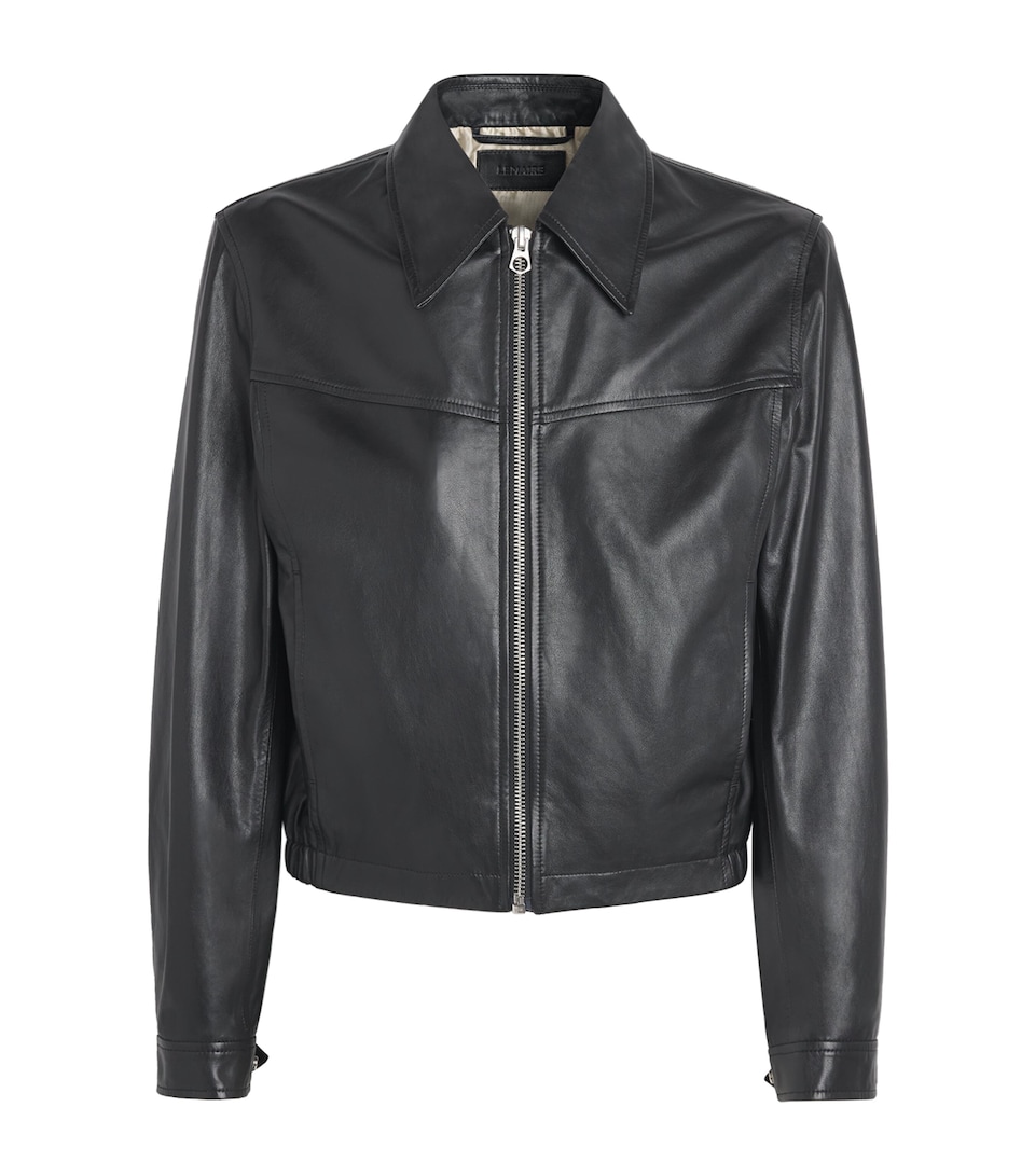 Lemaire Mens Waxed Leather Biker Jacket Black/