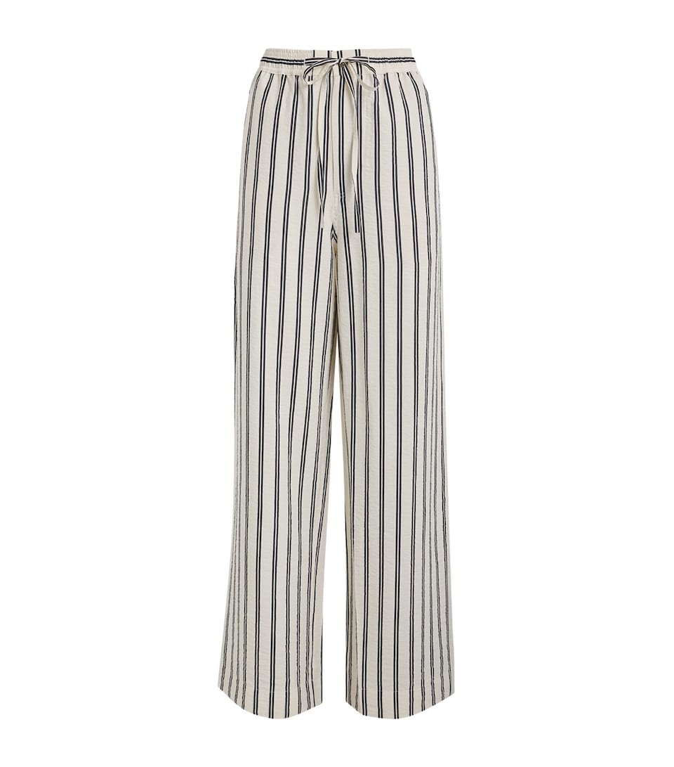 Silk-Blend Stripe Wide-Leg Trousers
