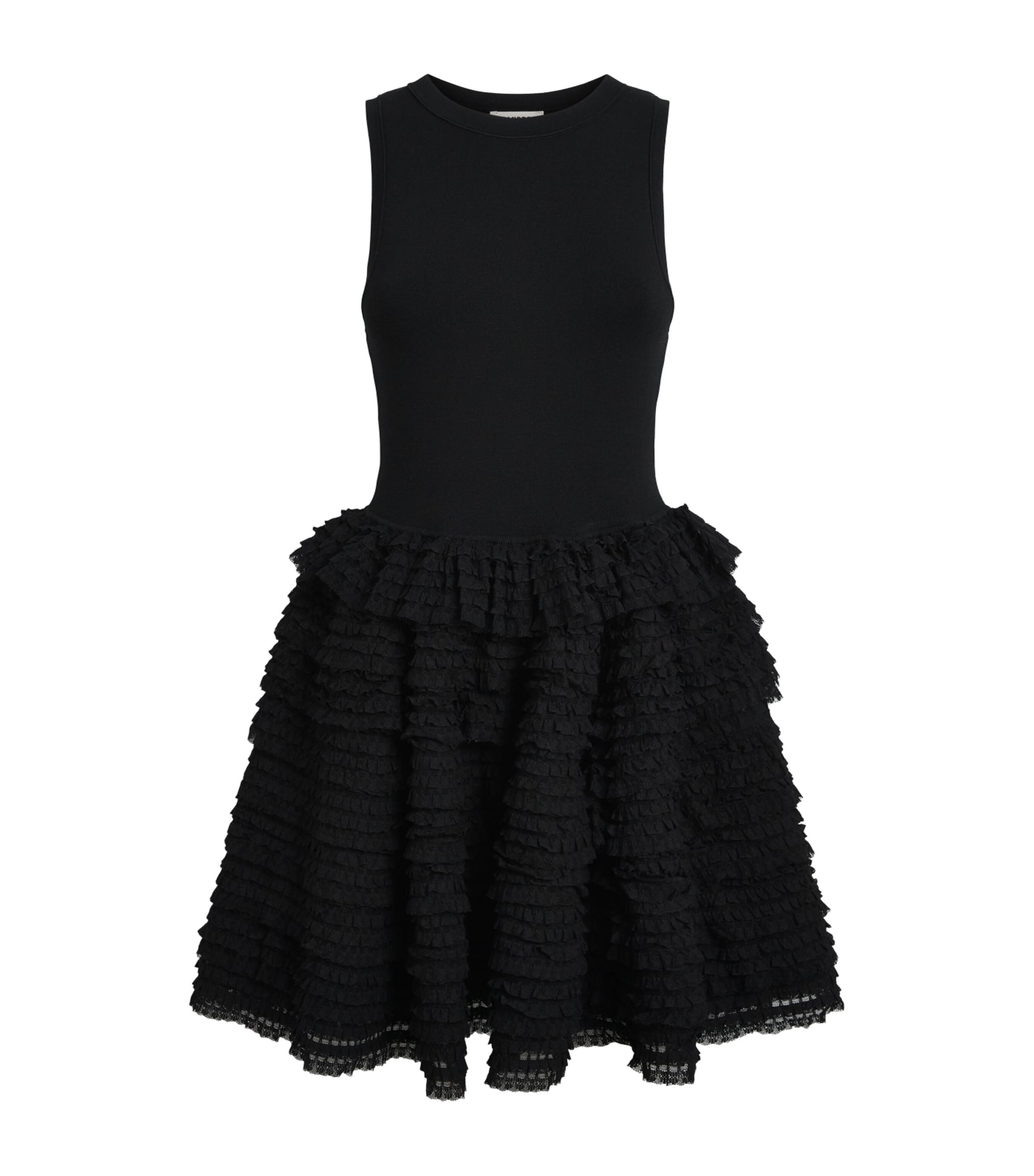 Sandro Paris Womens Lace Ruffled Mini Dress Black