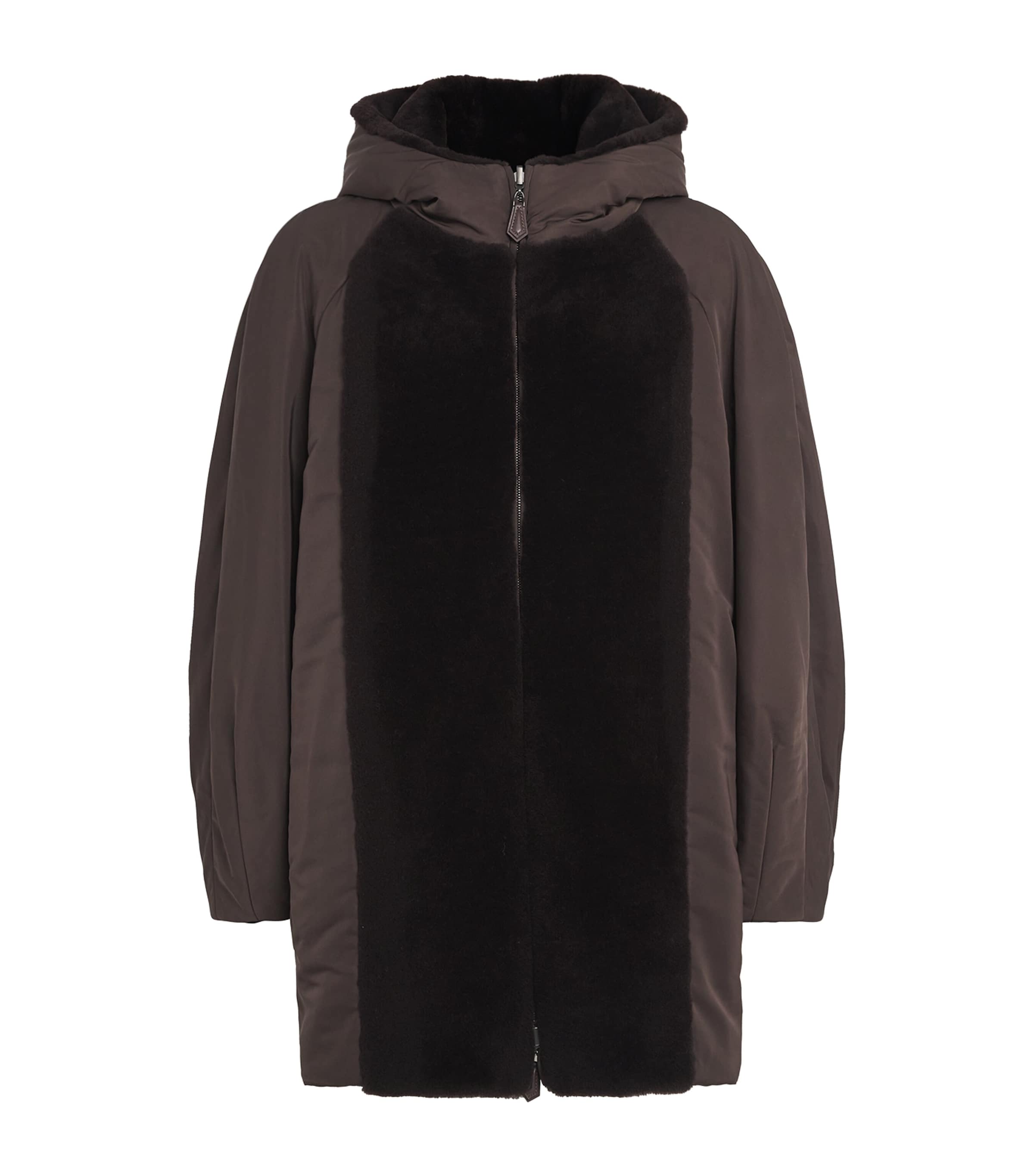 Max Mara Womens Down-Padded Cashmere-Lined Reversible Jacket Dark Brown