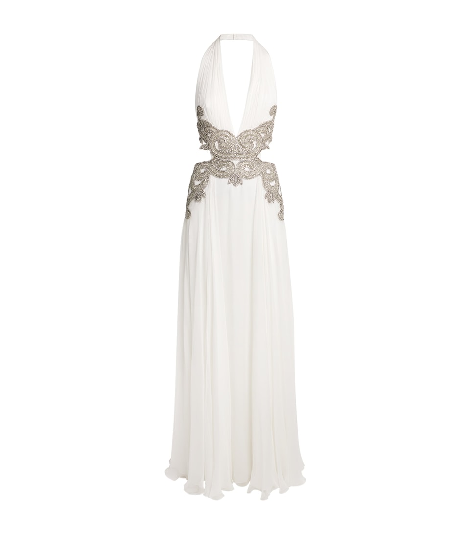 Silk Chiffon Embellished Gown
