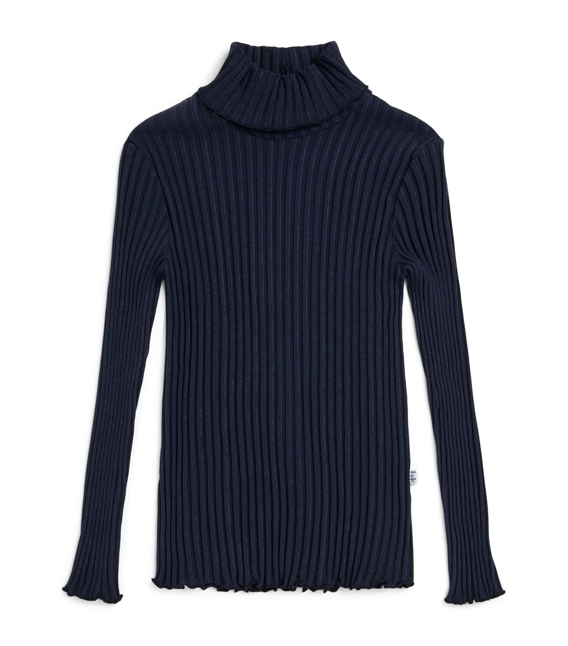 Il Gufo Stretch-Cotton Ribbed T-Shirt (2-14 Years) Navy Blue