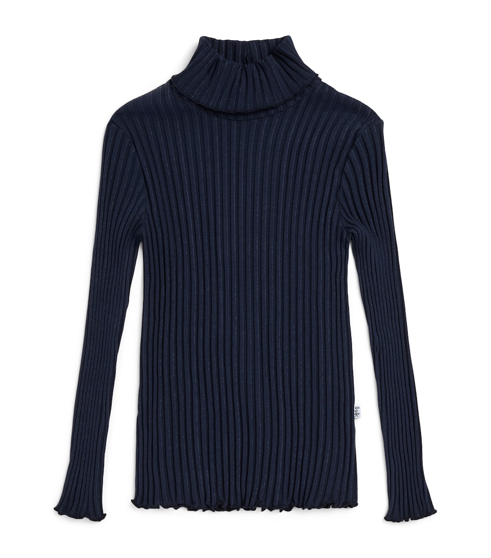 Il Gufo Stretch-Cotton Ribbed T-Shirt (2-14 Years) Navy Blue