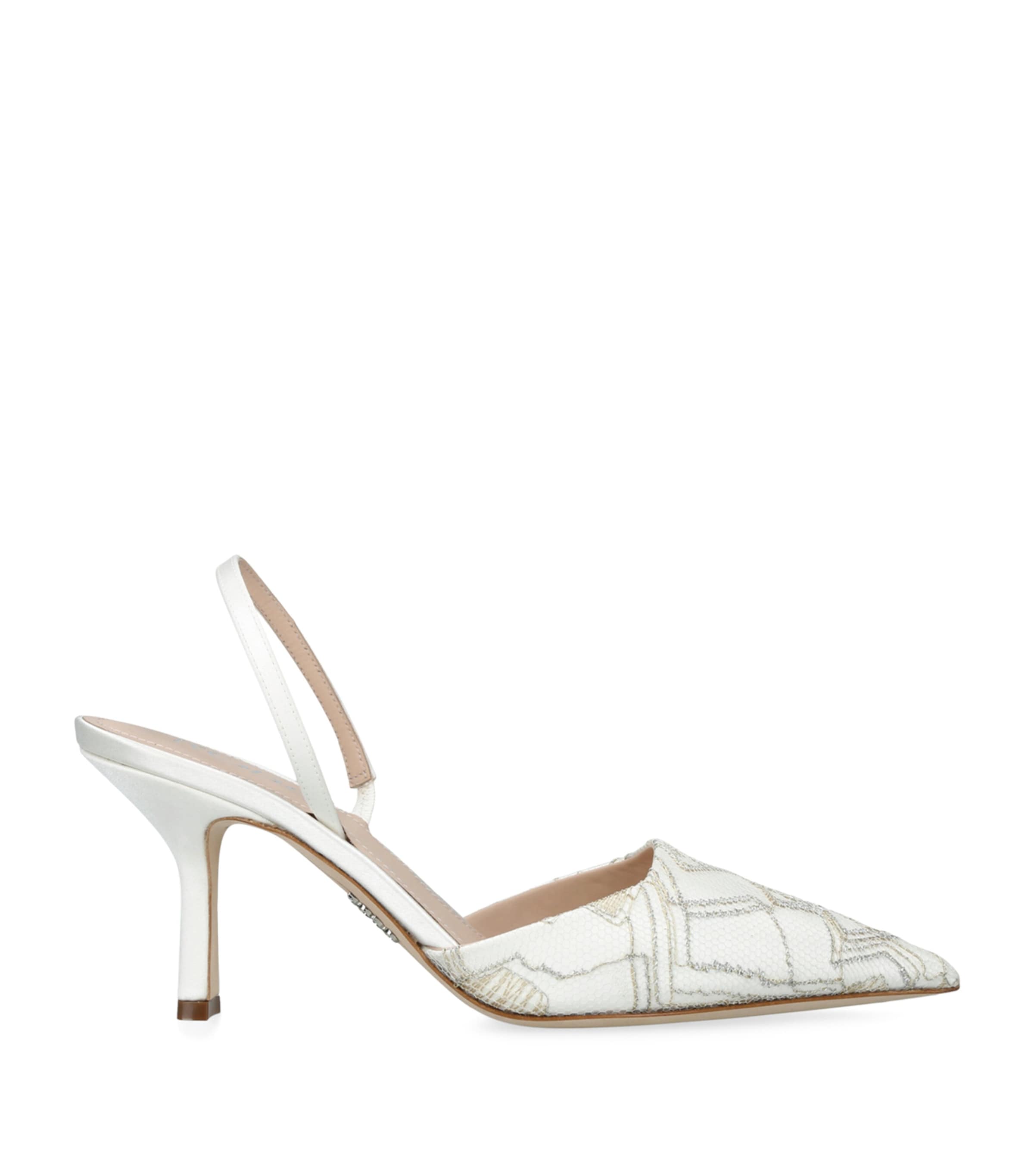 Rodo Woven Assia Slingback Pumps 80 Beige Comb
