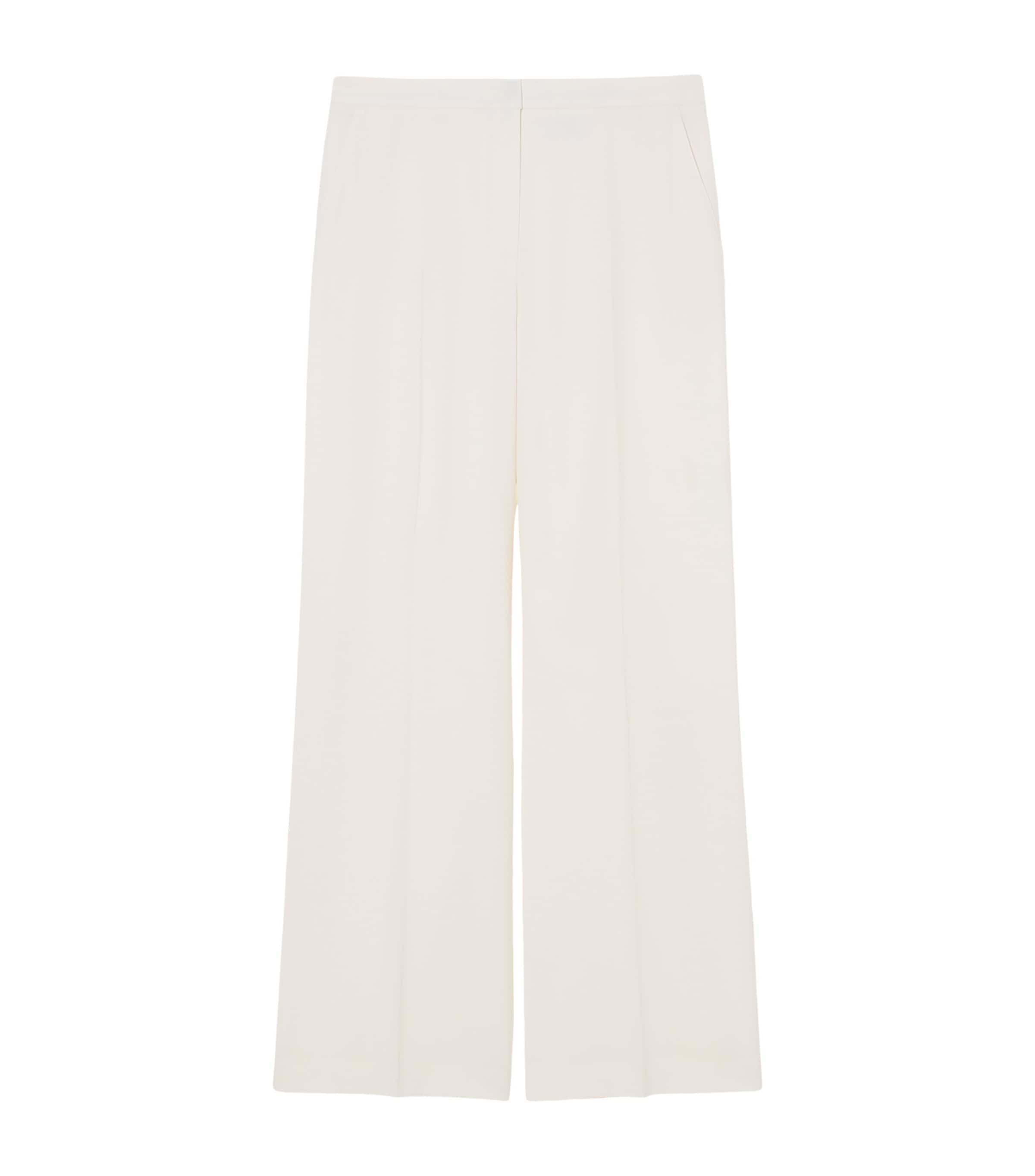 Marina Rinaldi Womens Virgin Wool Wide-Leg Trousers Ivory
