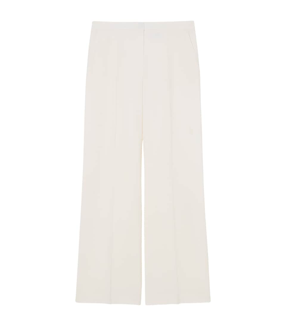 Marina Rinaldi Womens Virgin Wool Wide-Leg Trousers Ivory