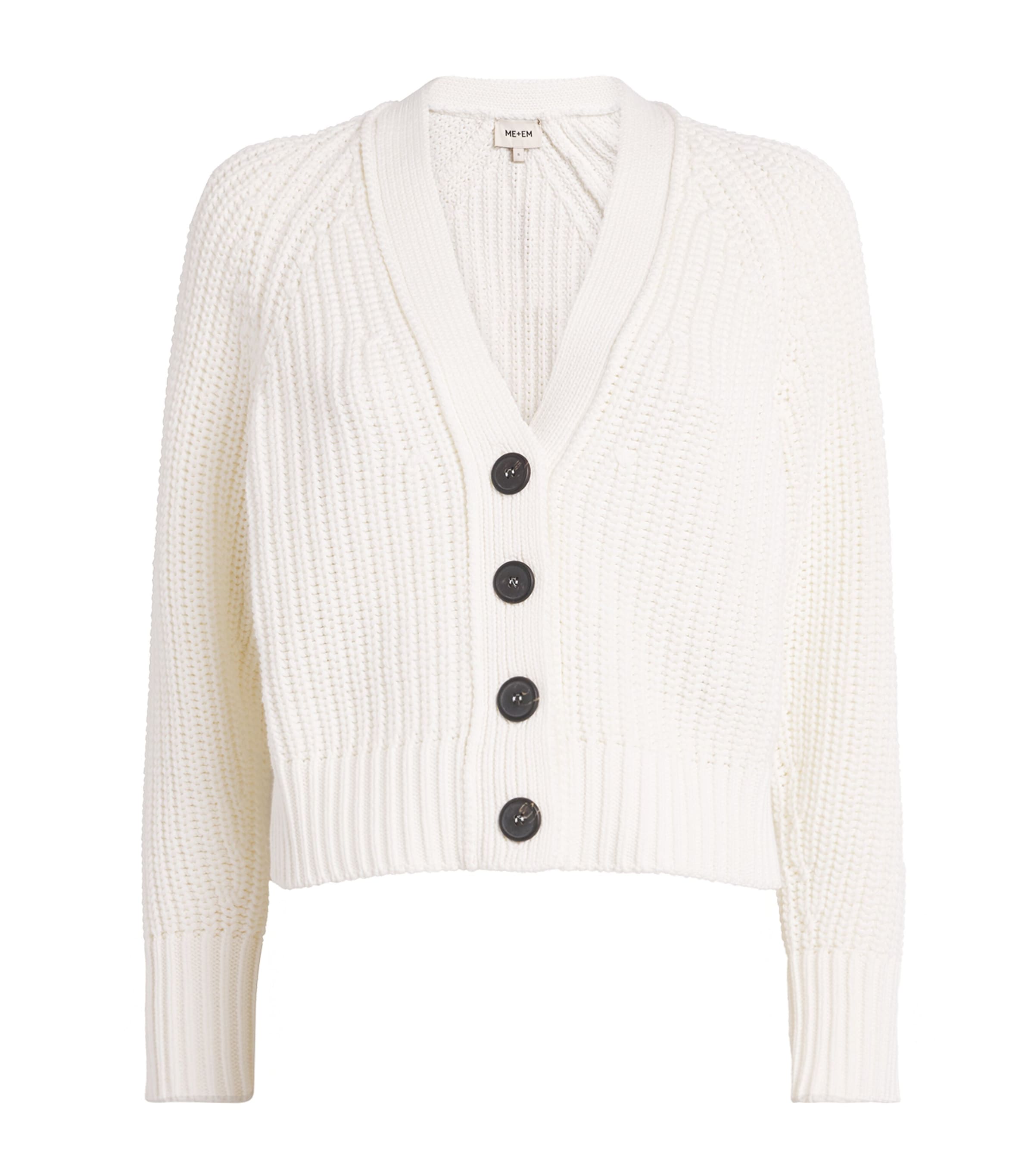 ME+EM Womens Organic Cotton Weekend Cardigan Soft White