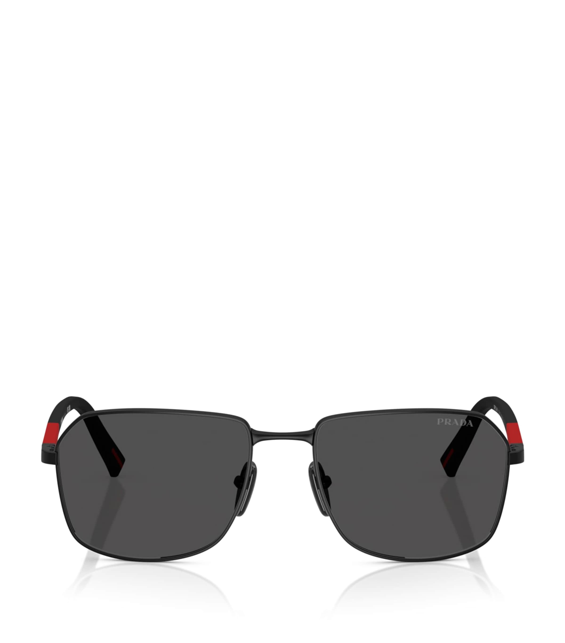 Prada Linea Rossa Metal Rectangle Sunglasses Black