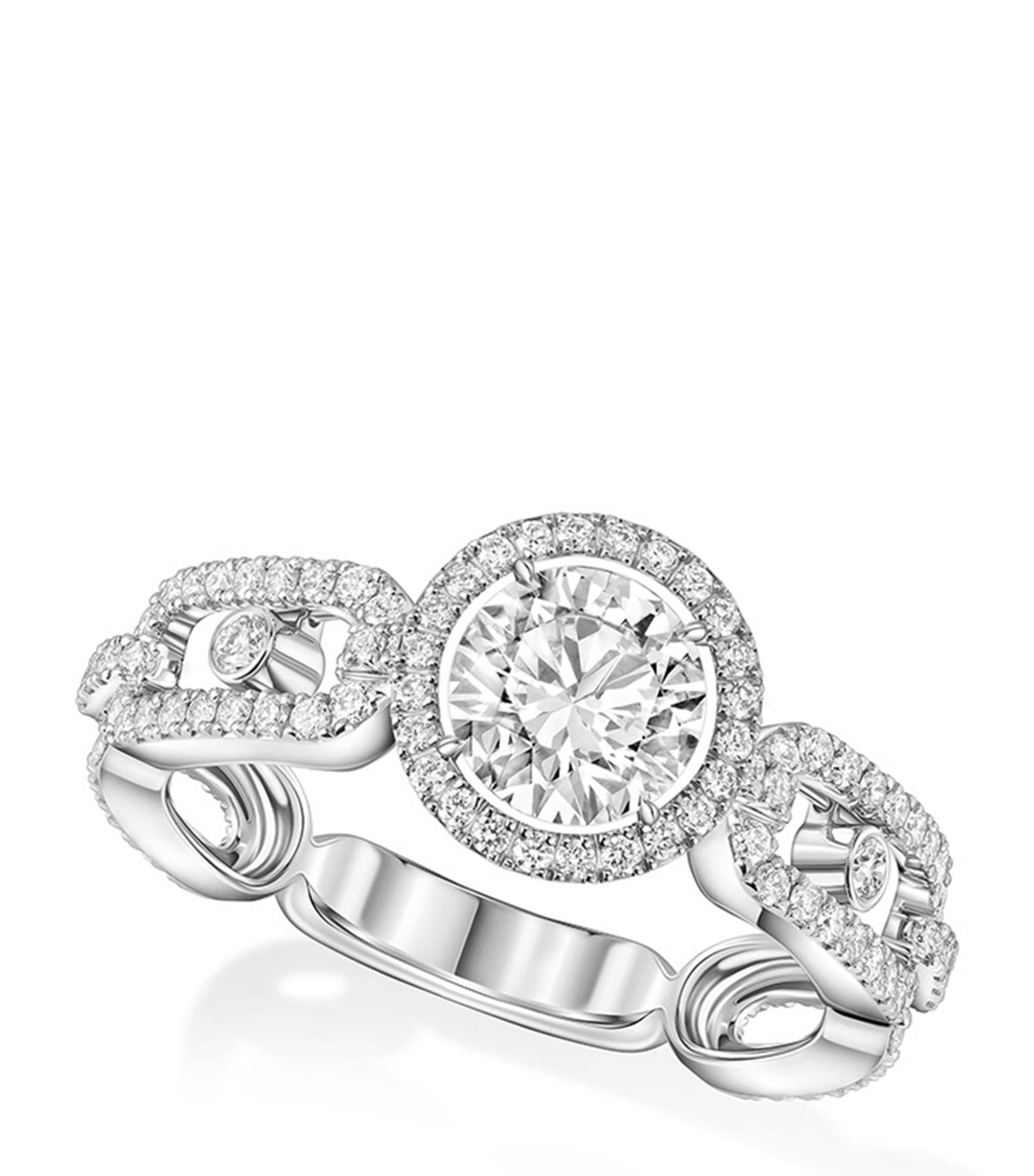 White Gold and Diamond Move Link Ring