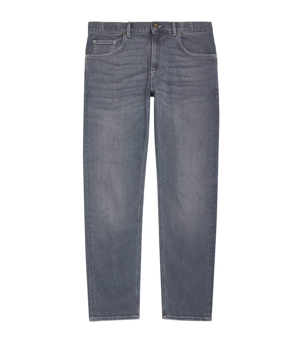 Cotton-Blend Straight Jeans