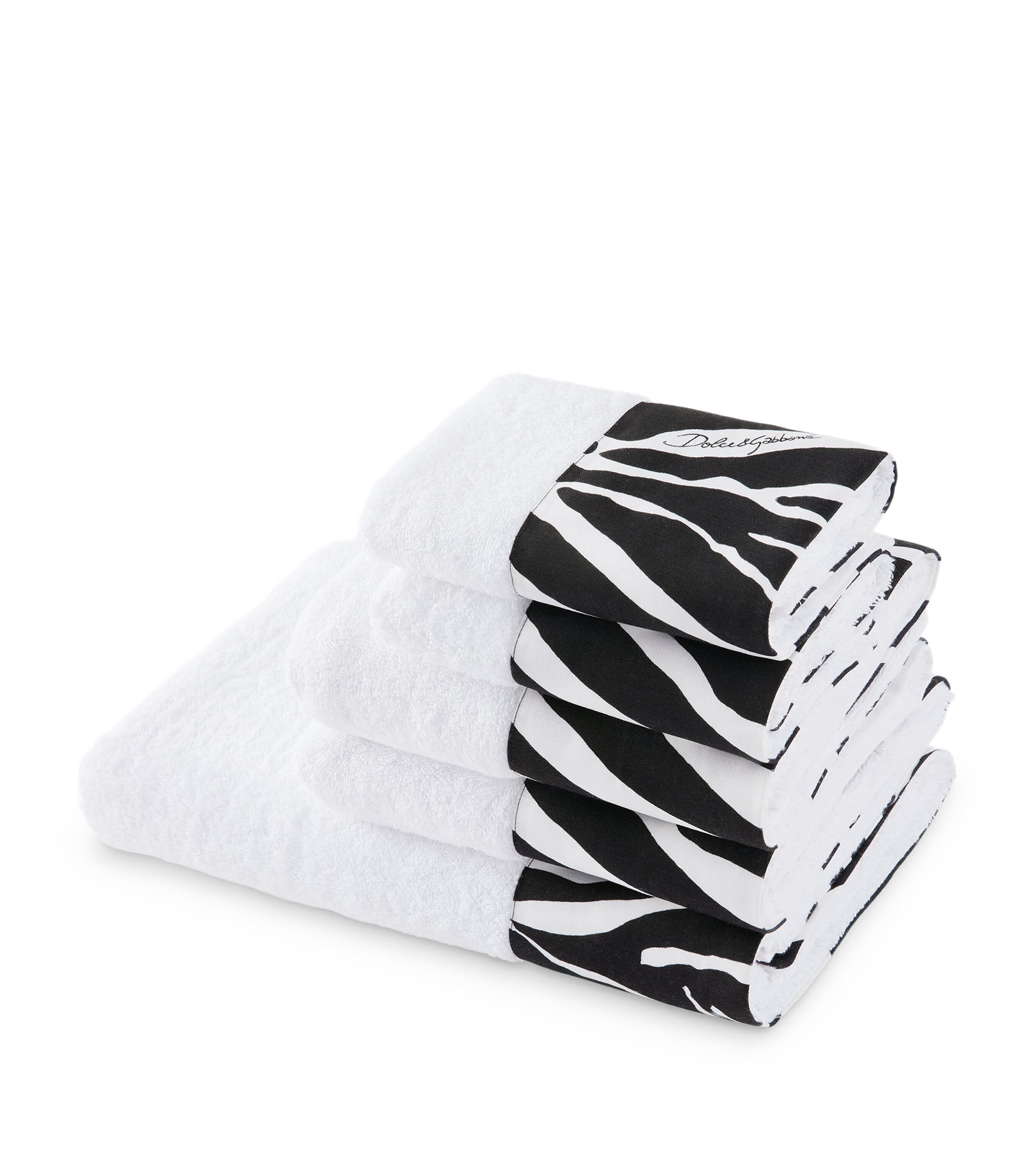 Set of 5 Cotton Zebra Bath Towels