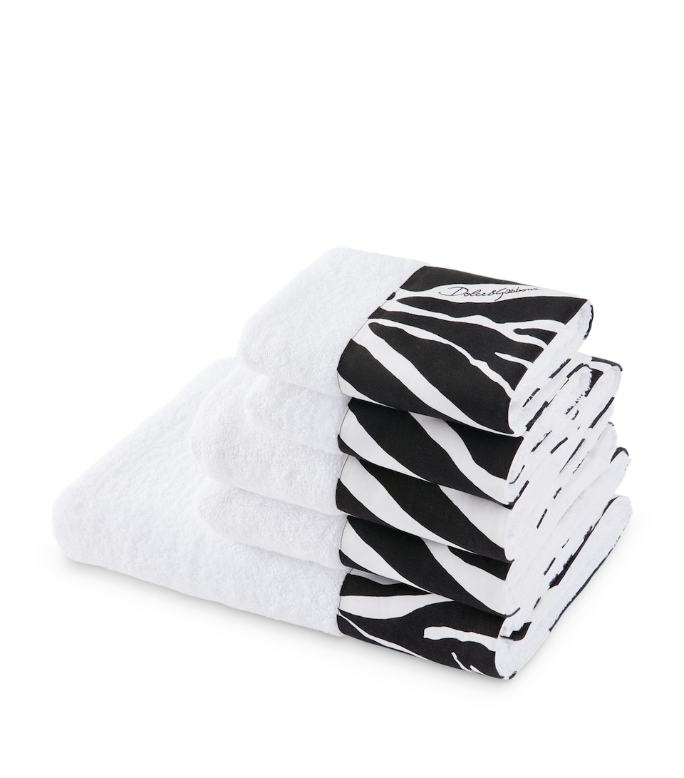 Set of 5 Cotton Zebra Bath Towels