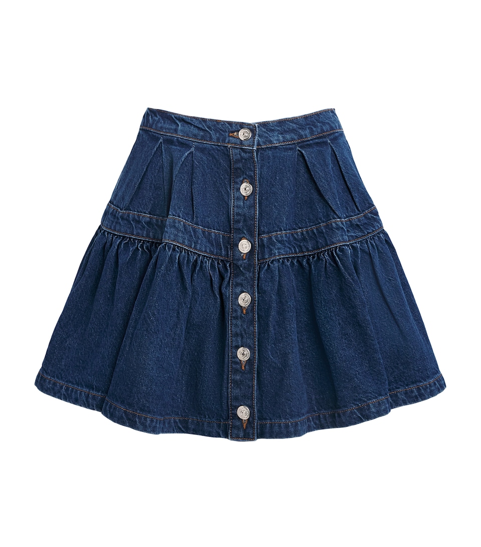 Maje Womens Denim Button-Detail Mini Skirt Blue