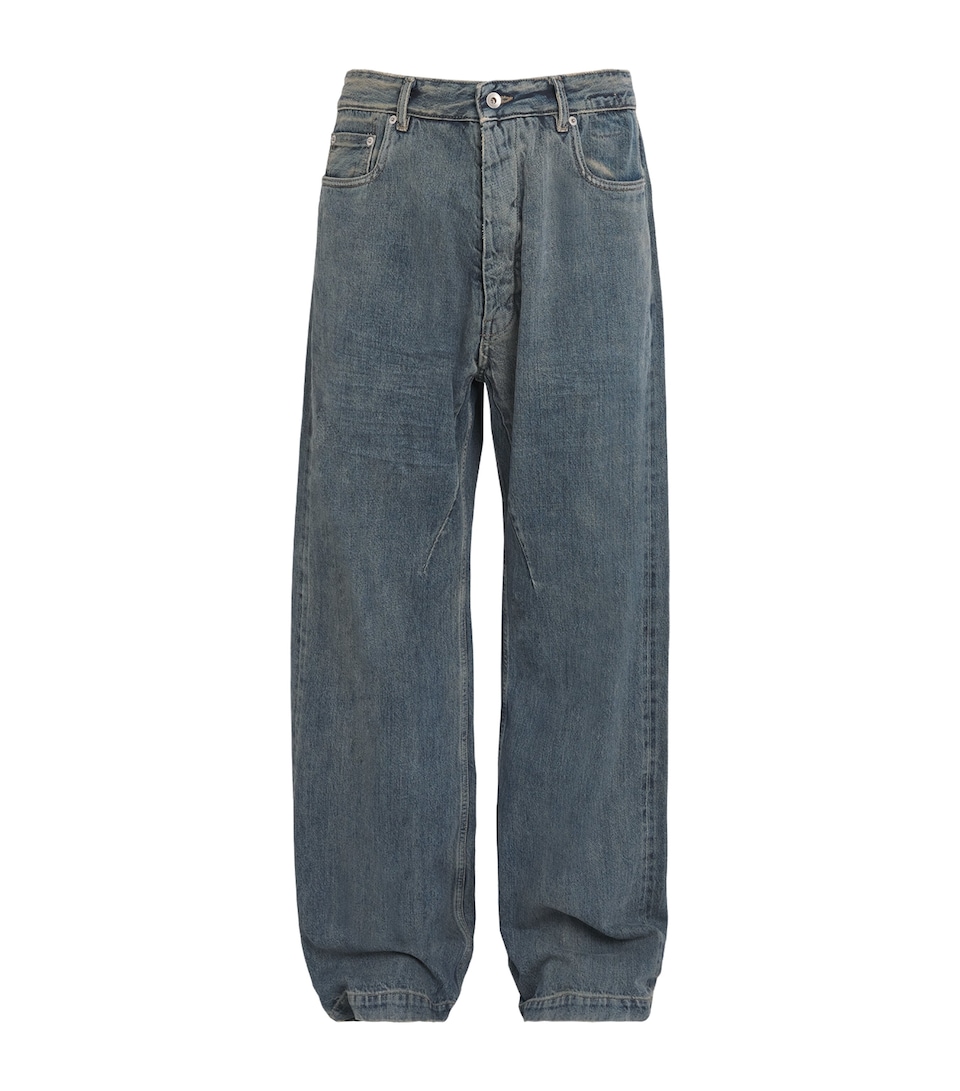 Rick Owens Mens Geth Wide-Leg Jeans Mineral Indigo