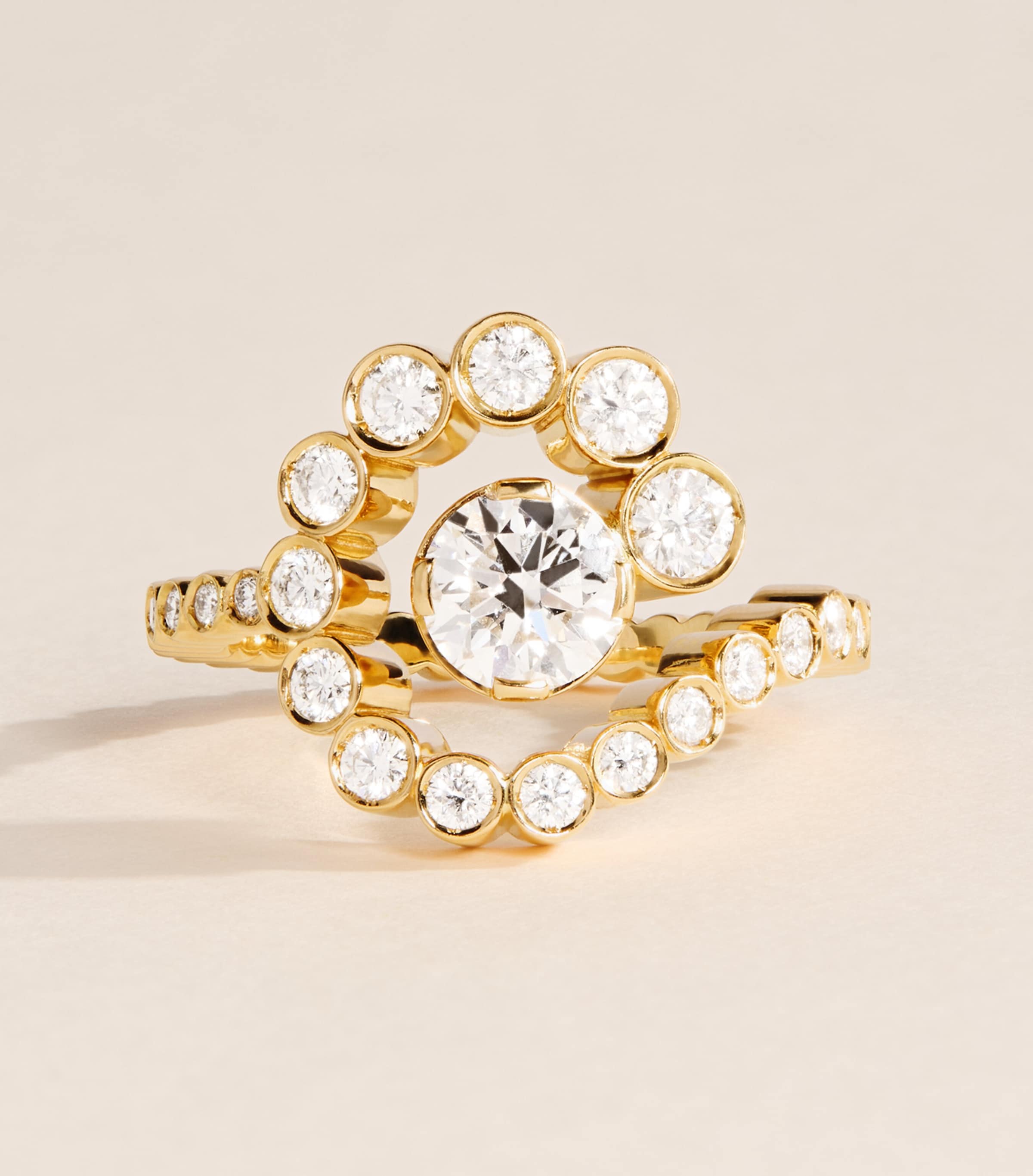 Sophie Bille Brahe Yellow Gold and Diamond Ensemble Escargot Ring Yellow Gold