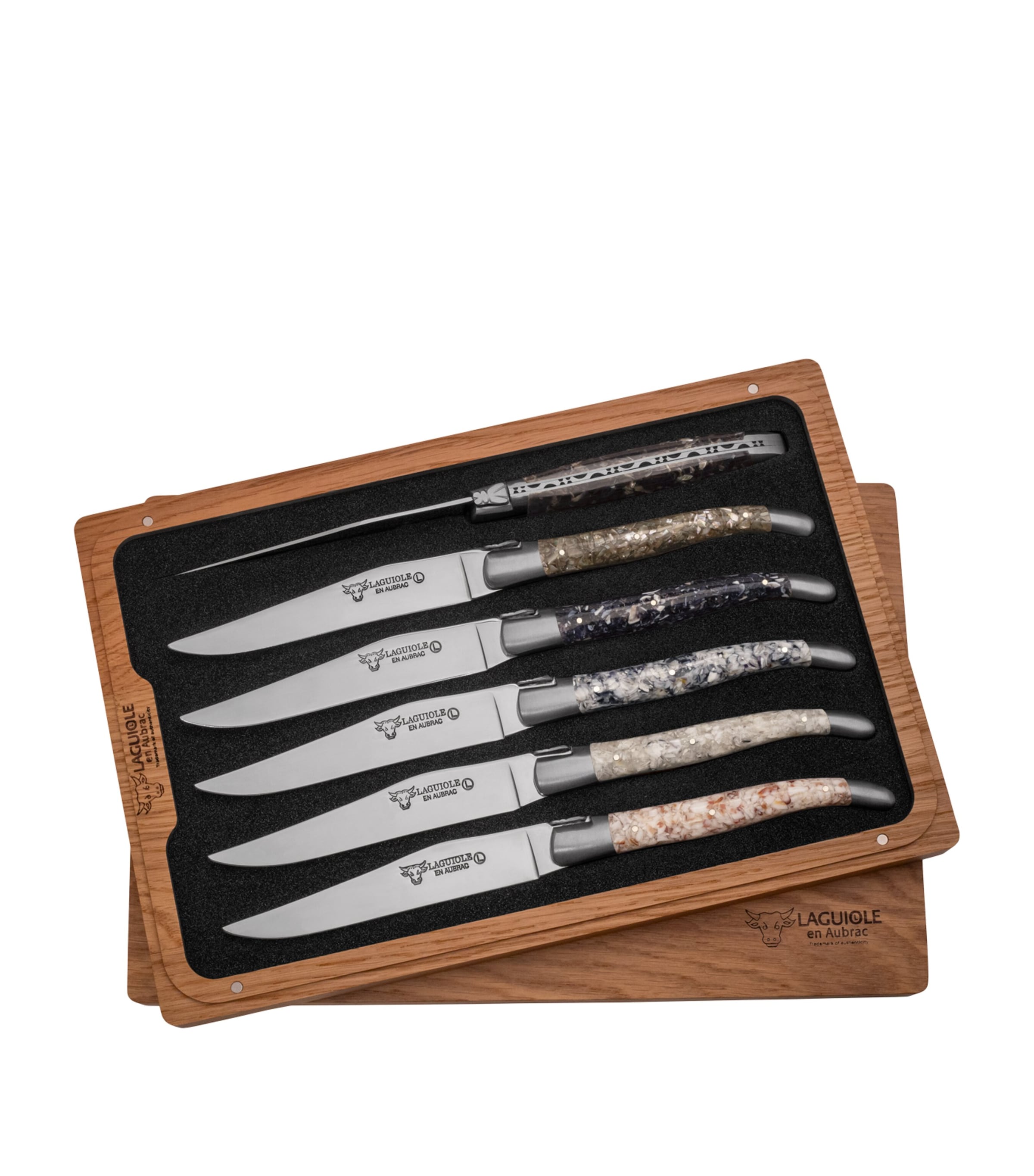Laguiole Matte Shell Stainless Steel 6-Piece Steak Knife Set Mixed Colours
