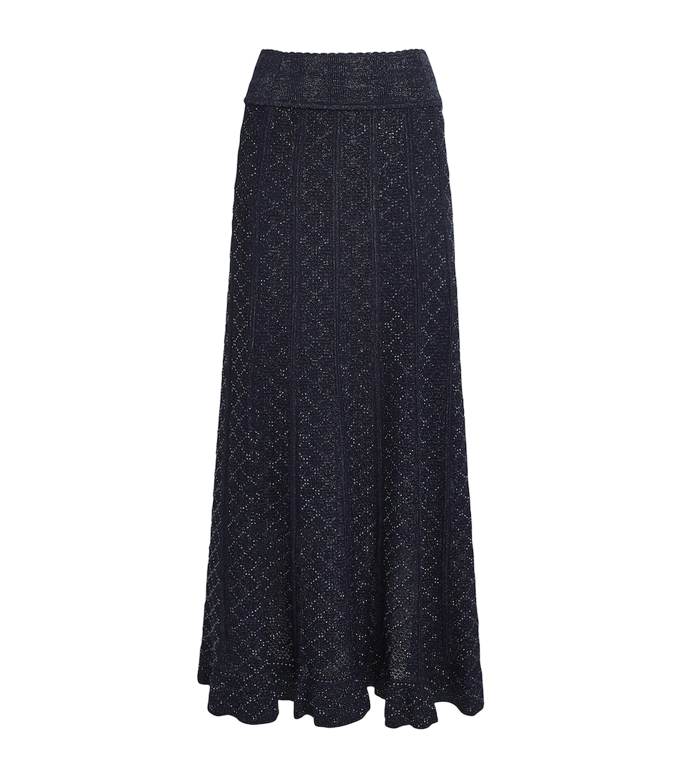 Knitted Embellished Maxi Skirt