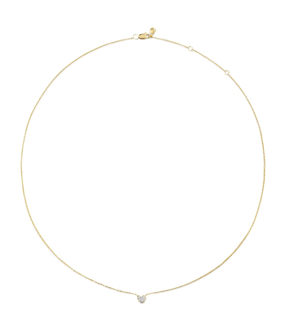 Monica Vinader Gold and Diamond Mini Heart Necklace Gold/diamond