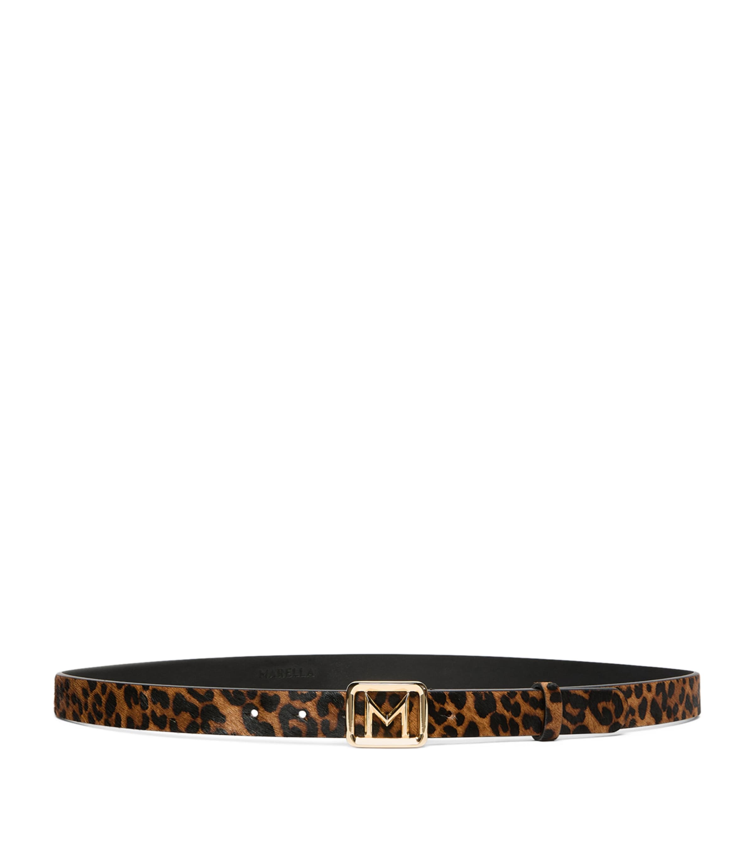 Marella Leather Leopard Print Belt Tobacco