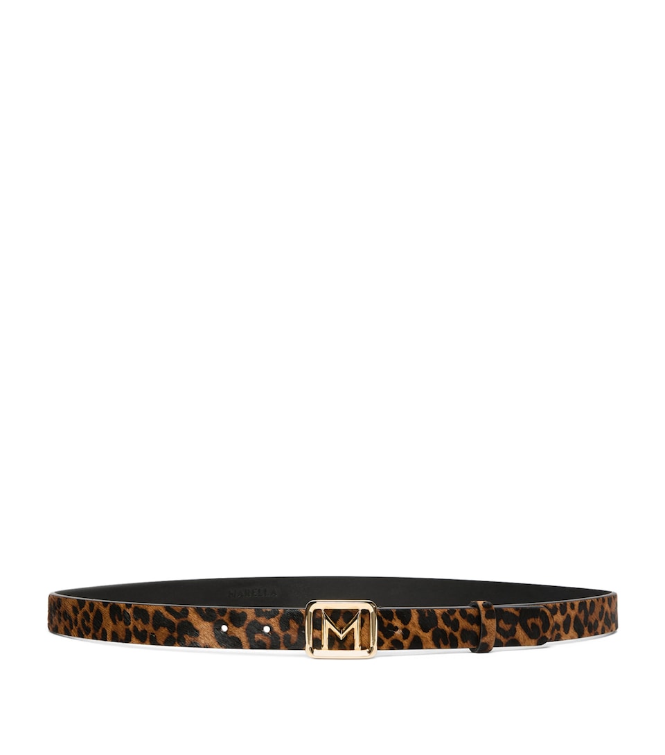 Marella Leather Leopard Print Belt Tobacco